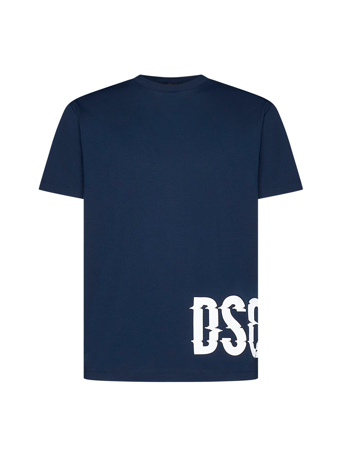 Shop Dsquared2 Logo-printed Crewneck T-shirt In Blue