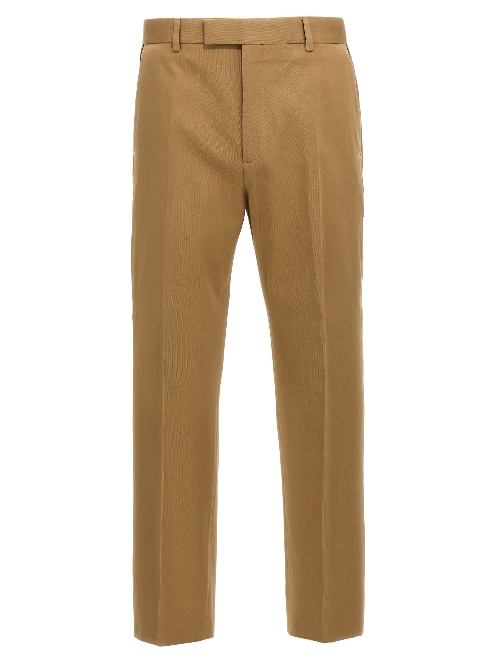 Shop Gucci Nastro Web Pants In Beige