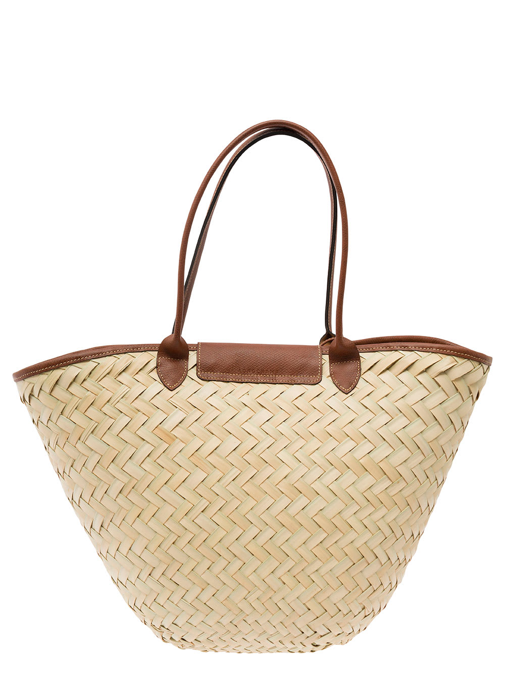 Shop Longchamp Xl Le Panier Beige Tote Bag With Beads Strap In Straw Woman