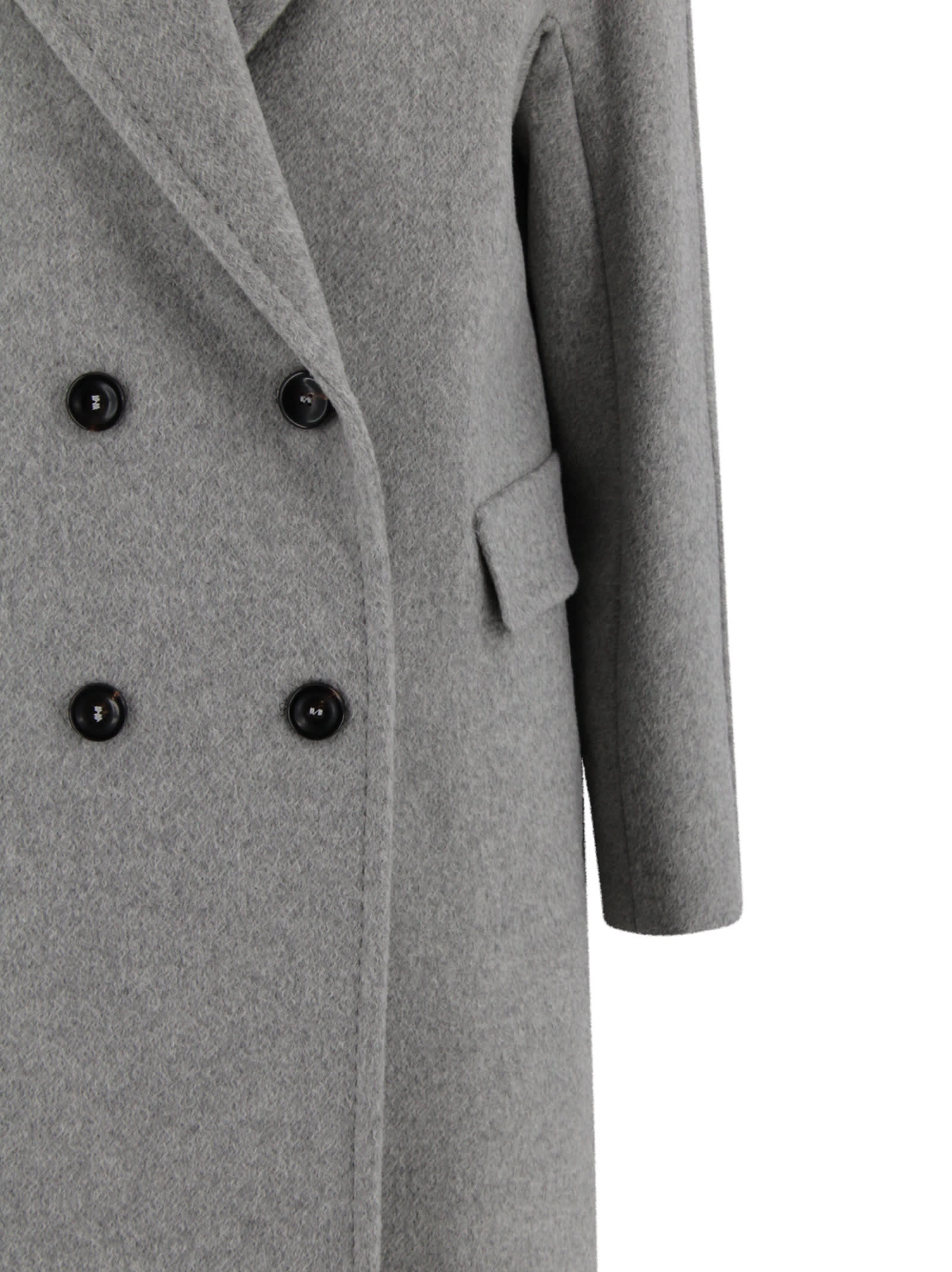 Max Mara Double-breasted Coat In Cashmere, Alpaca And Wool In Gray