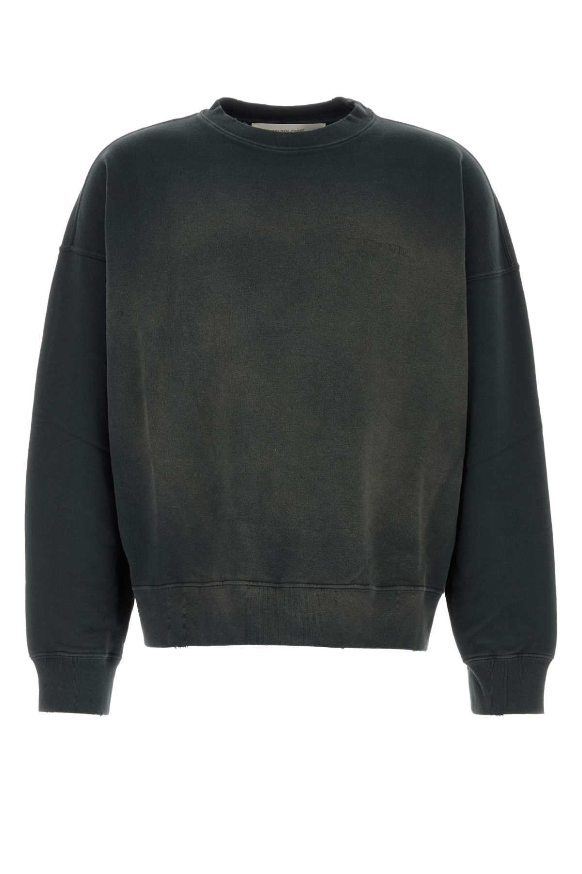 Golden Goose Crew Neck Sweatshirt With A Distressed Effect In Blue