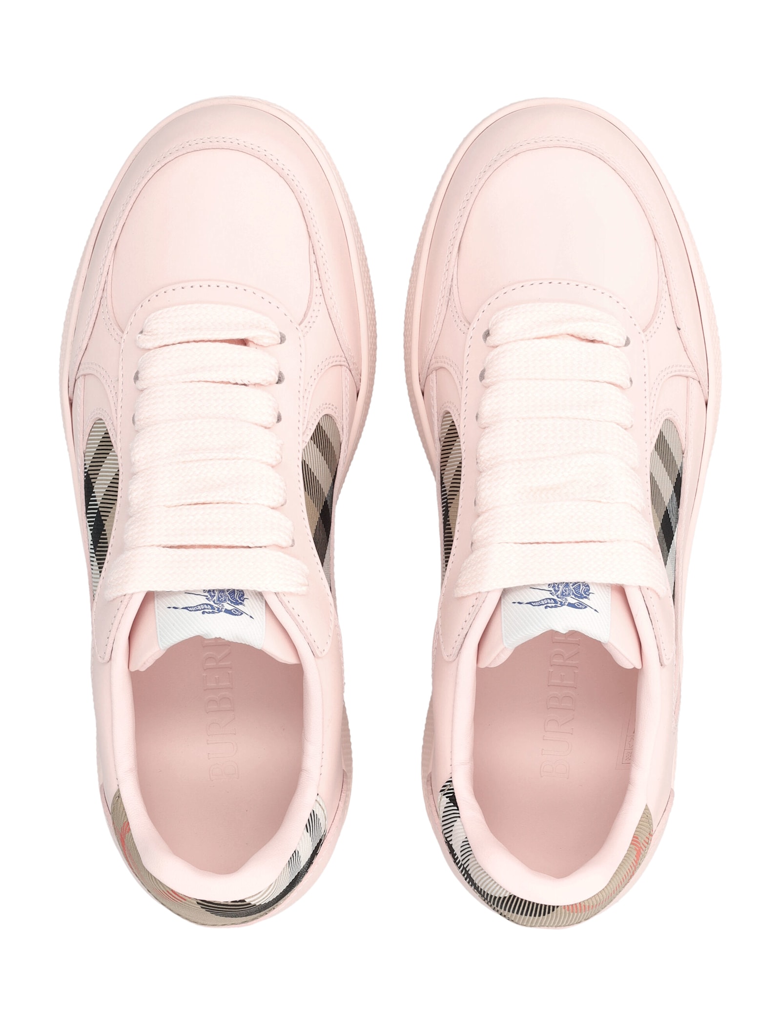 Burberry London Leather And Check Terrace Women S Sneakers In Pink