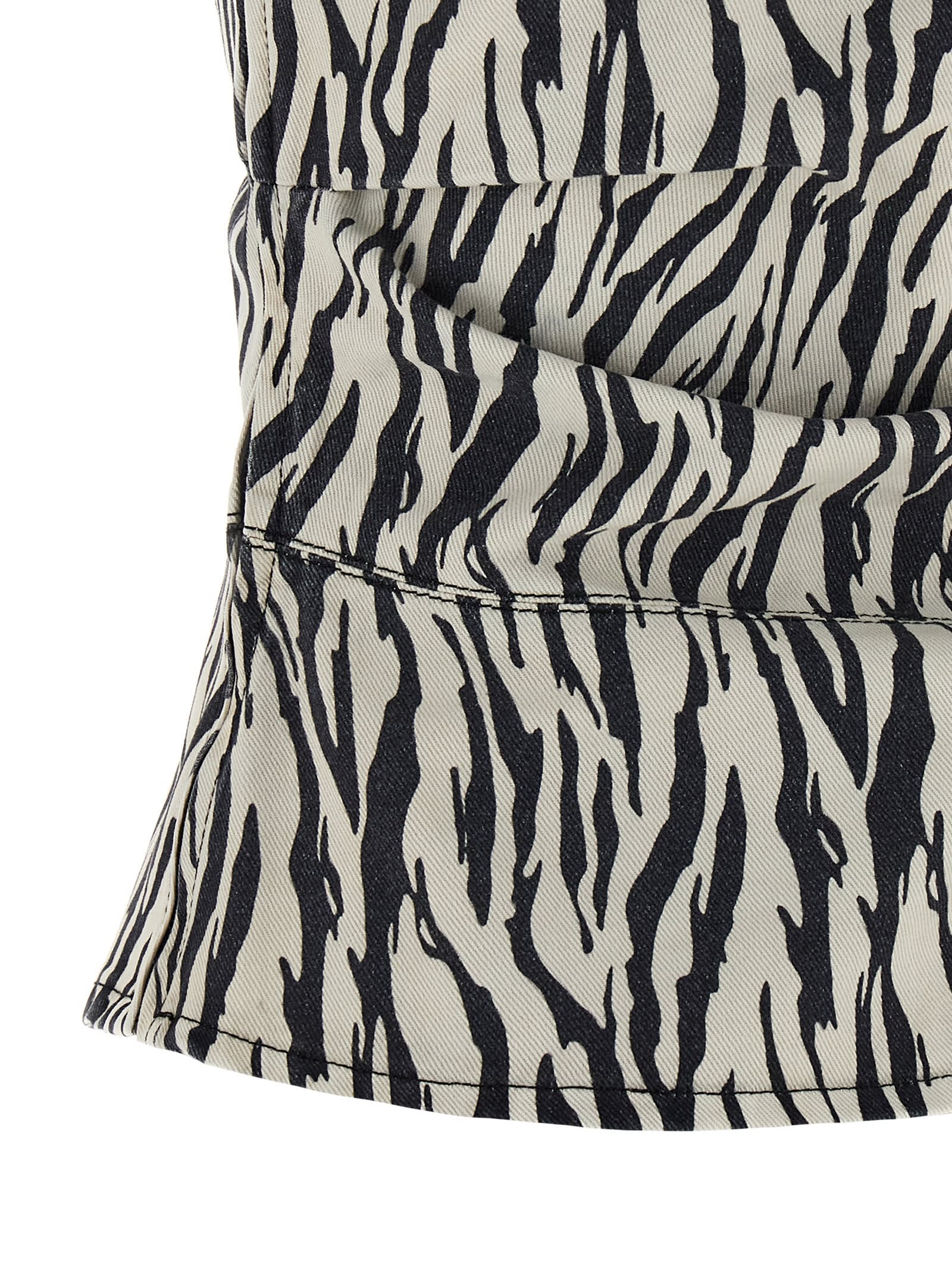 Rotate Birger Christensen Zebra-print Strapless Top In Black