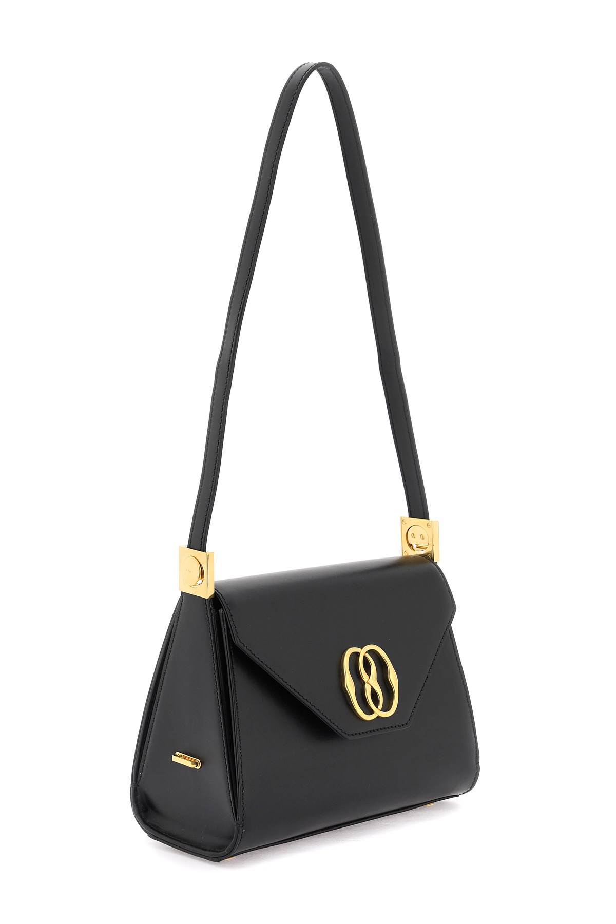 Shop Bally Leather Emblem Bag In Black Oro (black)