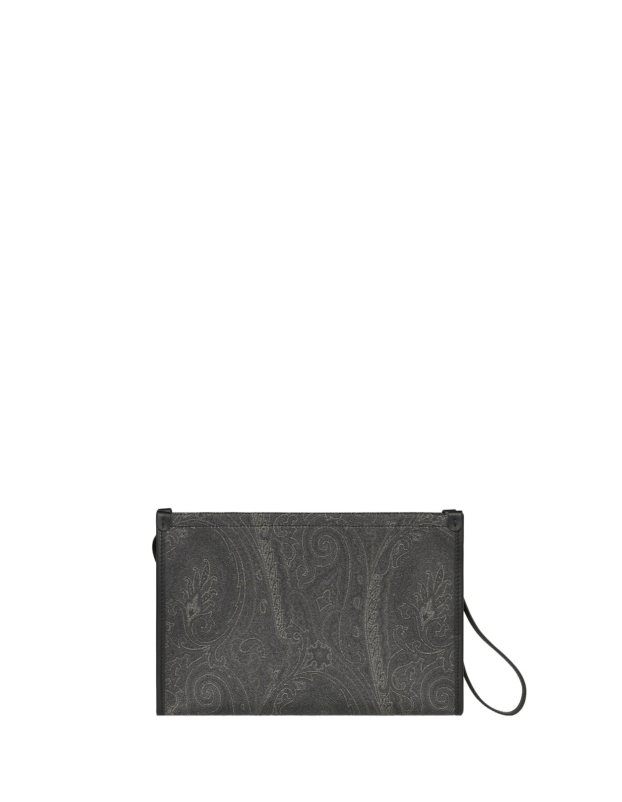 Shop Etro Large Black Paisley Pouch With Pegasus