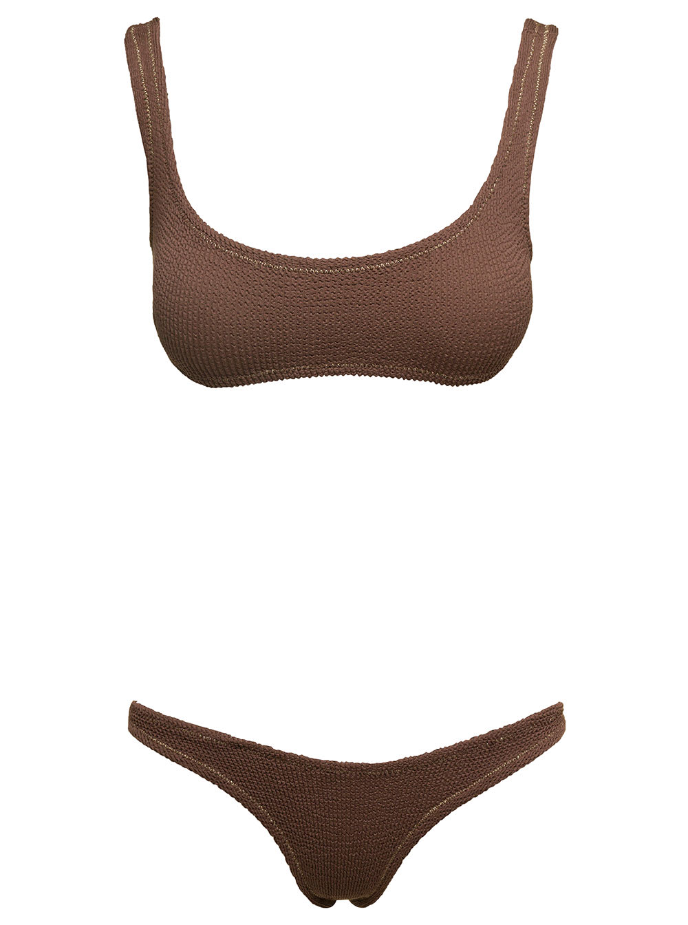ginny Brown Bandeau Style Bikini Set With High-waisted Bottoms In Polyamide Woman