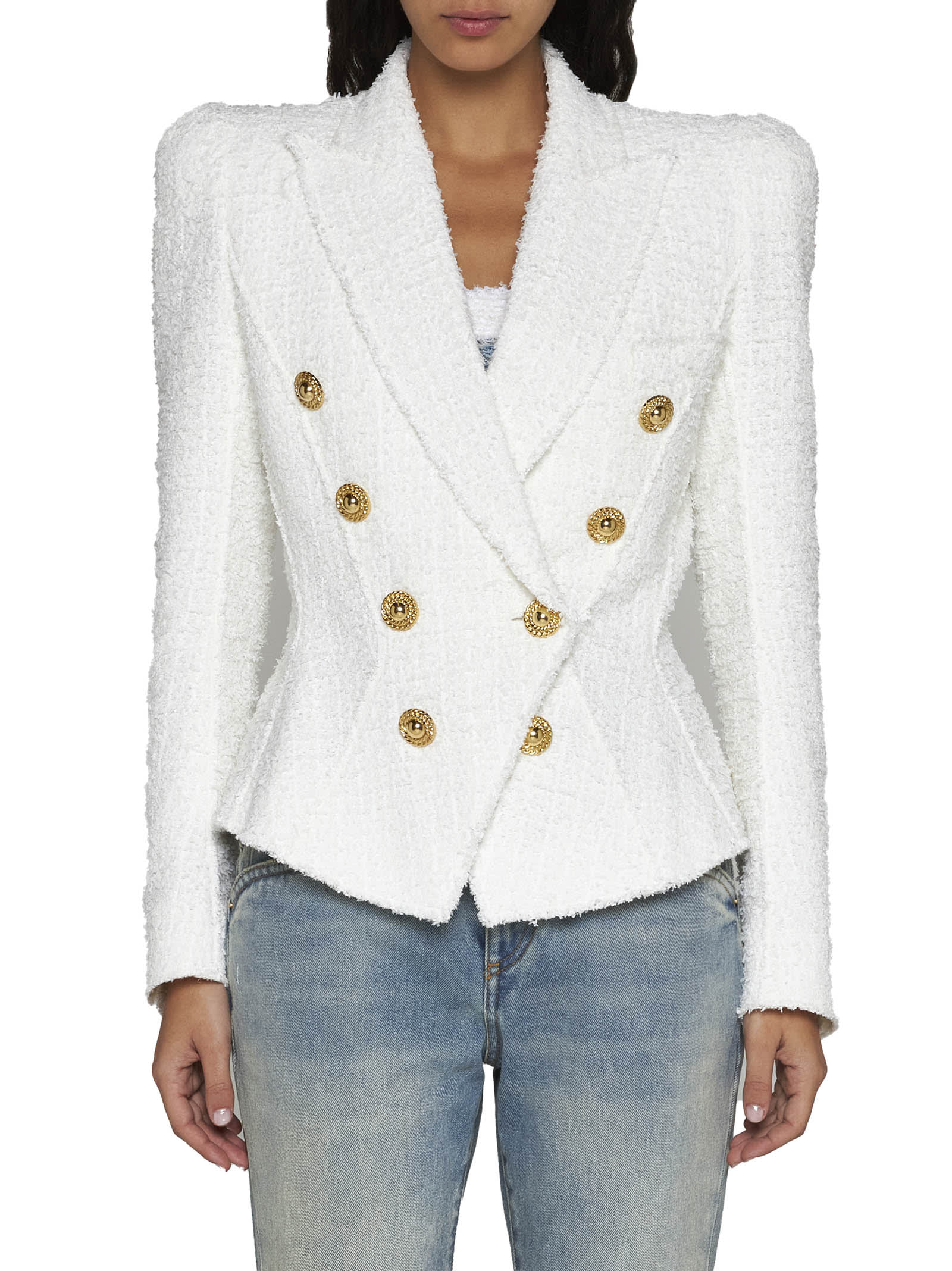 Shop Balmain Blazer In White