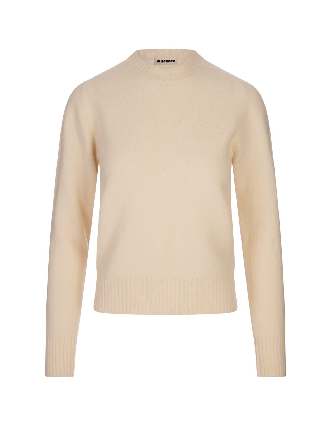 Shop Jil Sander Natural White Merino Wool Crew Neck Sweater