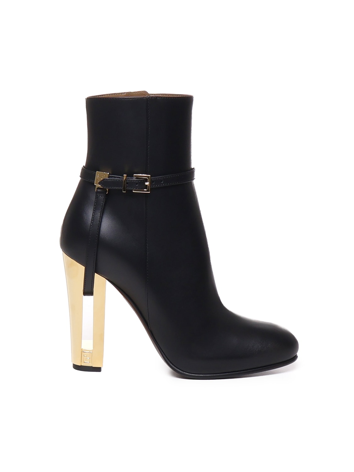 FENDI DELFINA HIGH LEATHER ANKLE BOOTS