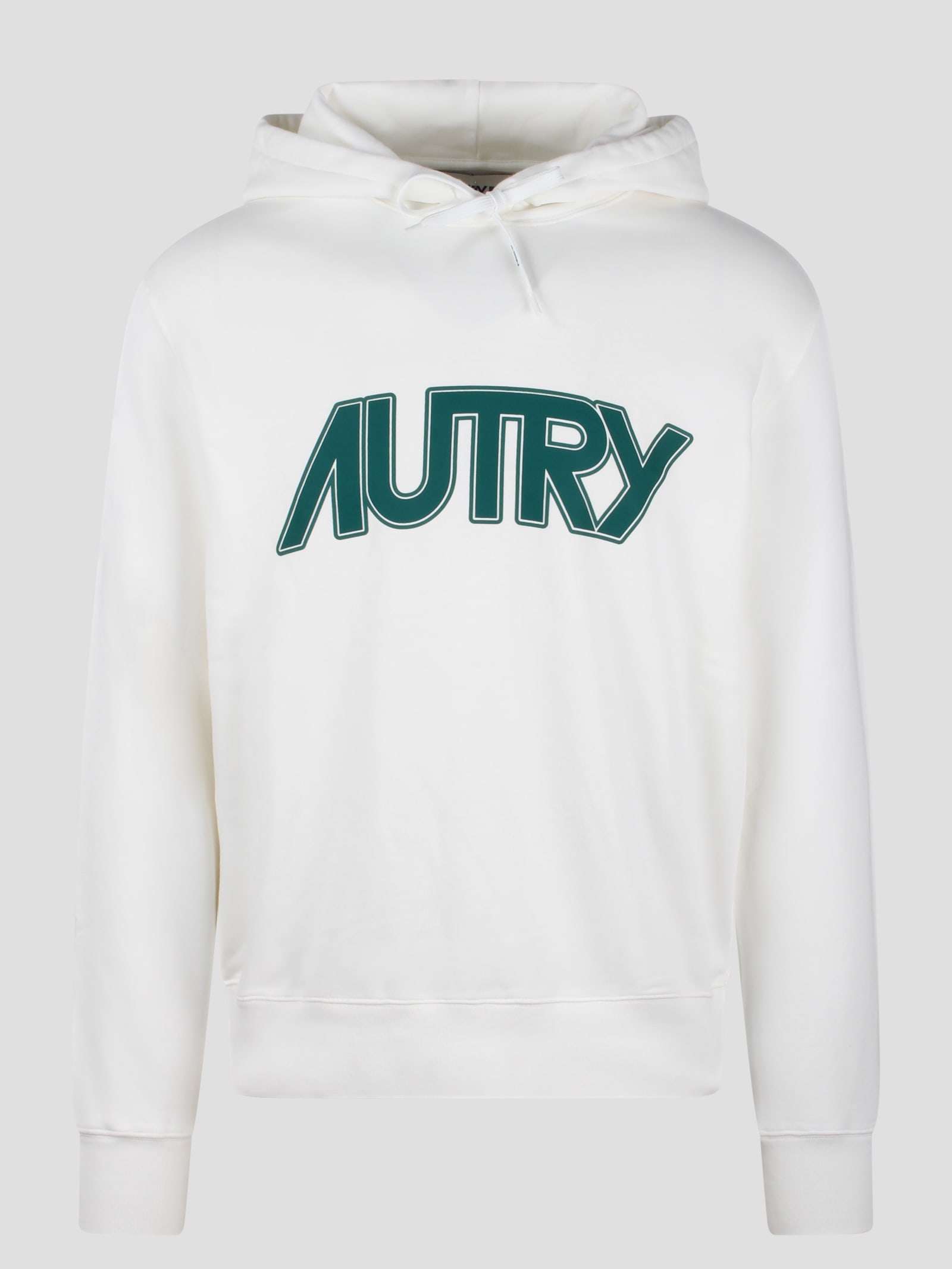 Shop Autry Cotton Hooded Sweatshirt In White