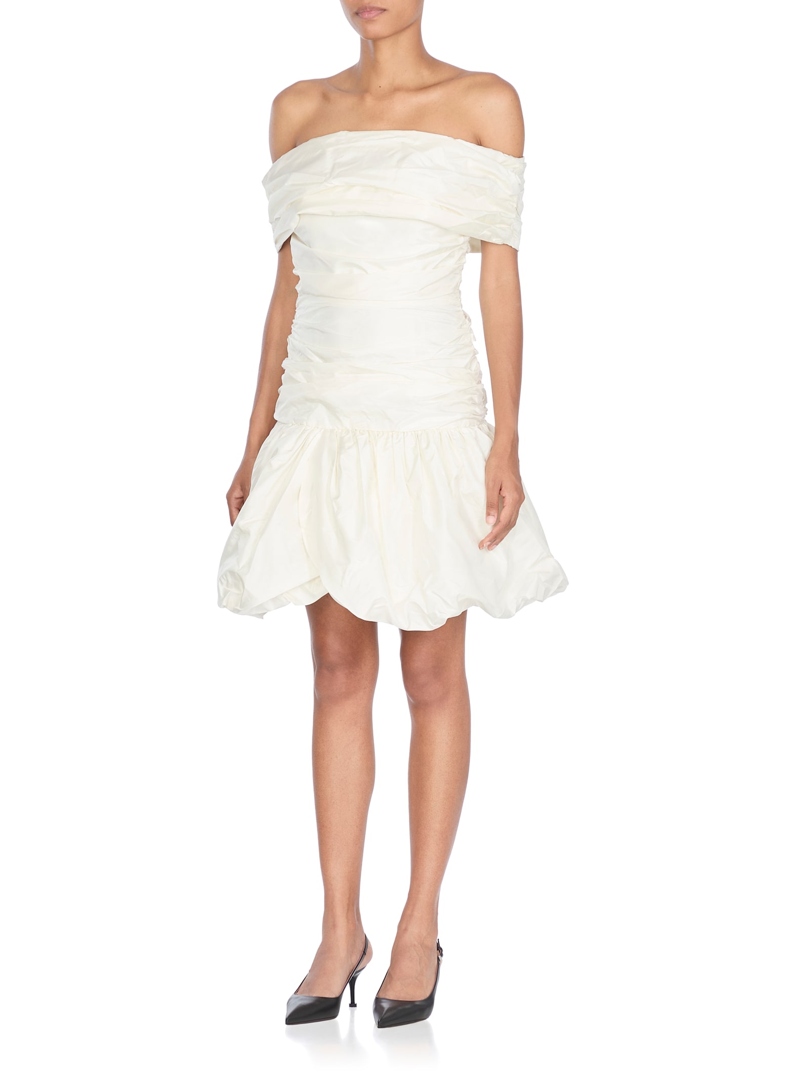 Rotate Birger Christensen Off-shoulder Gathered Minidress In White
