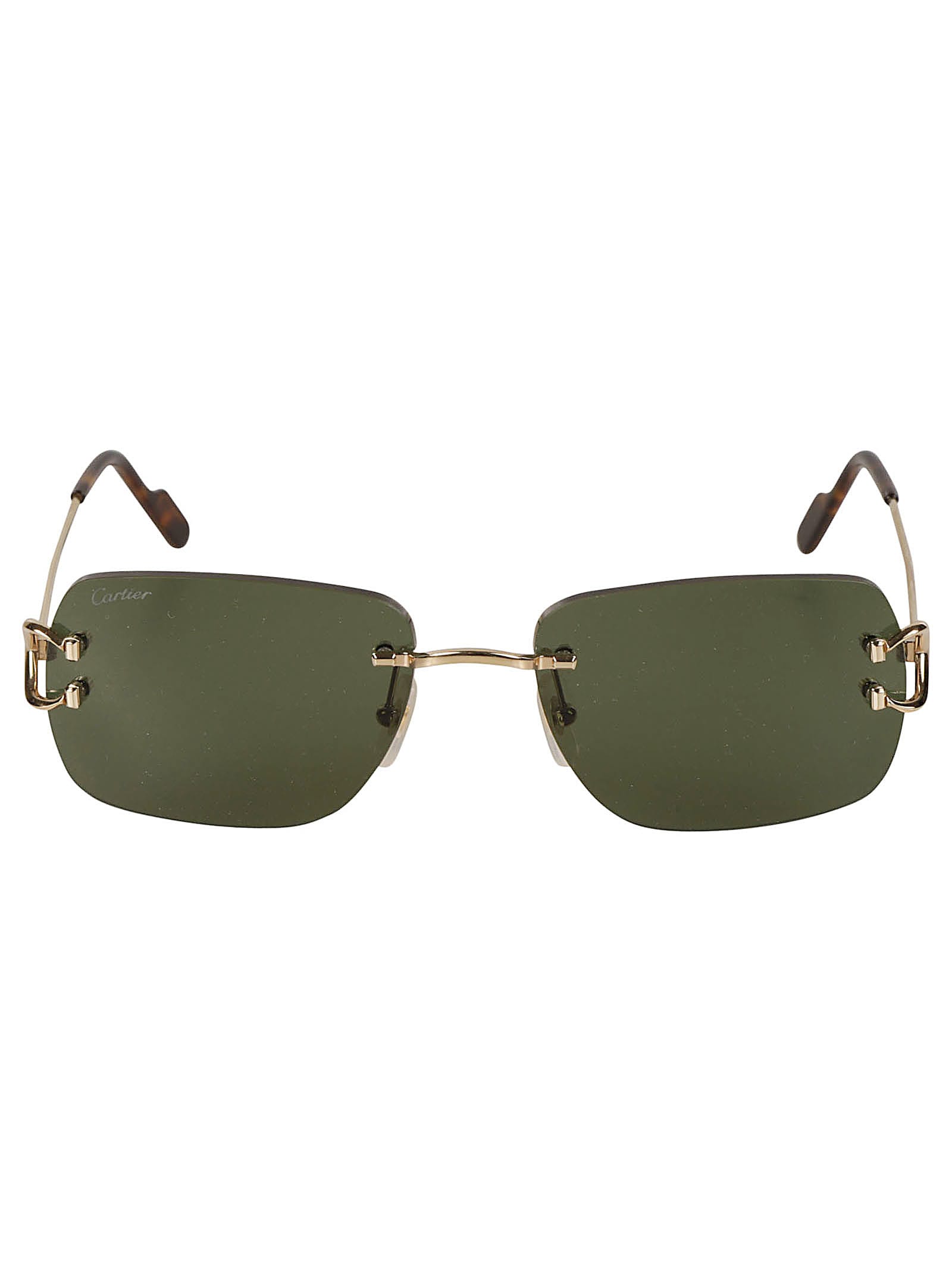 Cartier Frame-less Square Sunglasses Sunglasses In Gold/green