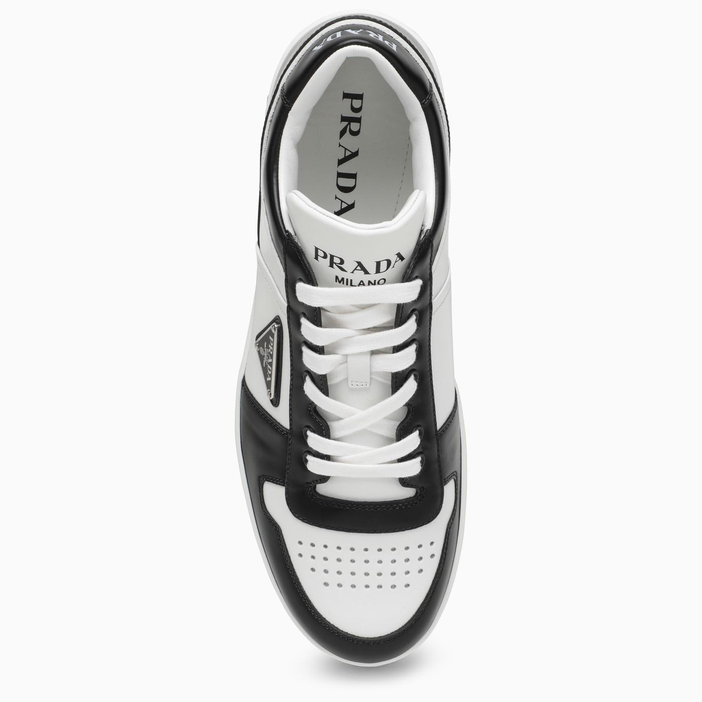 Shop Prada White\/black Leather Holiday Low-top Sneakers In F Bianco E Nero