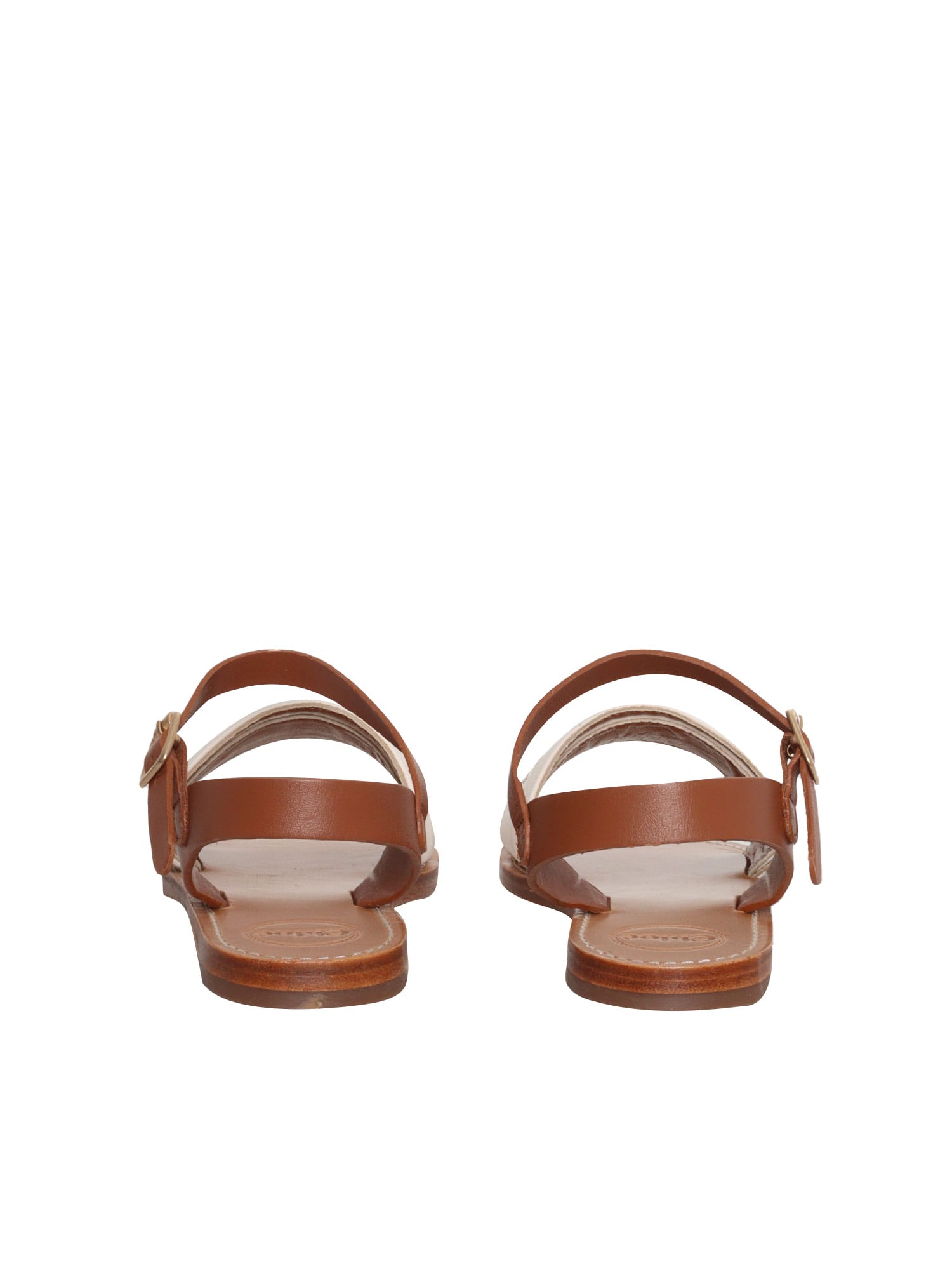 Shop Chloé Leather Sandals With Logo In White