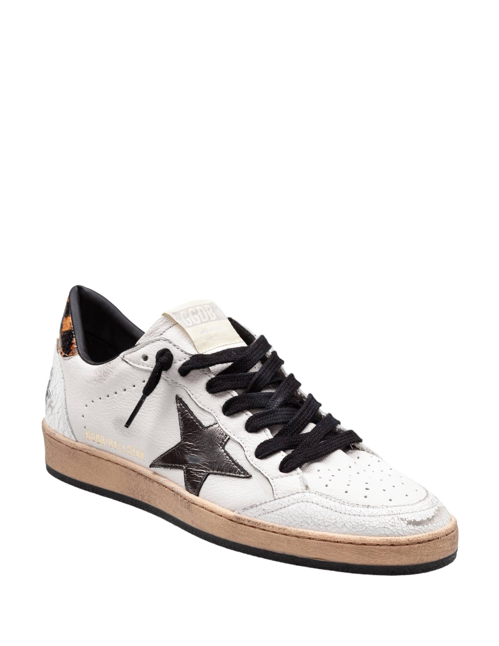 Golden Goose Ball Star White Leather Sneakers In Gray