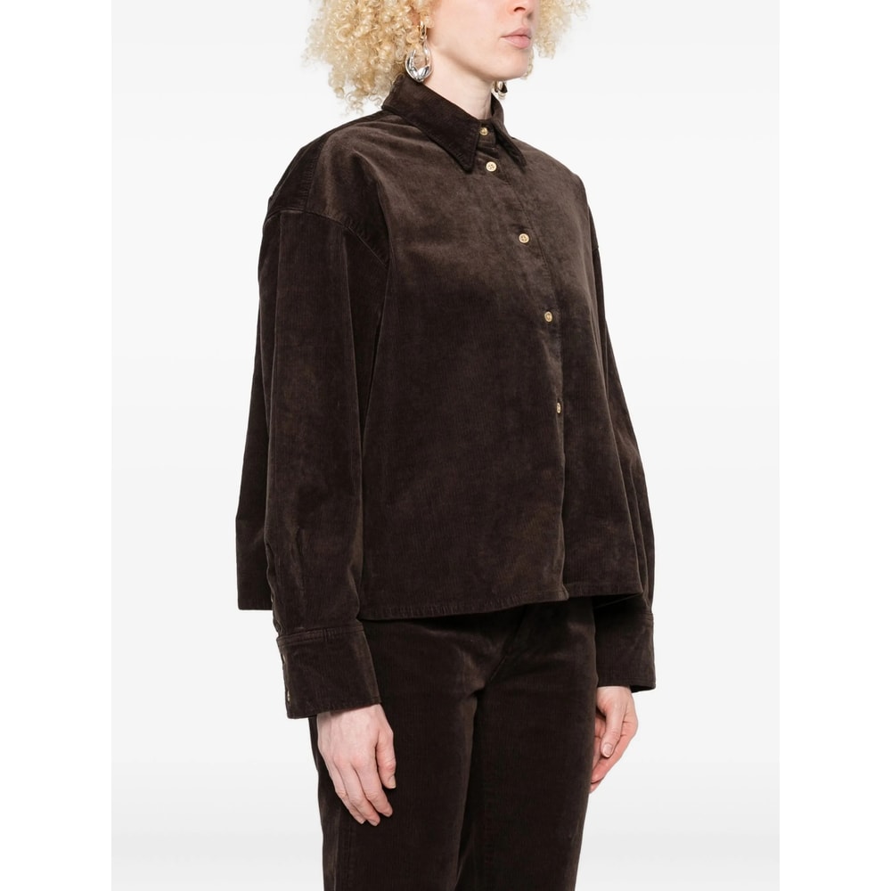 7 For All Mankind Corduroy Button-up Shirt In Brown