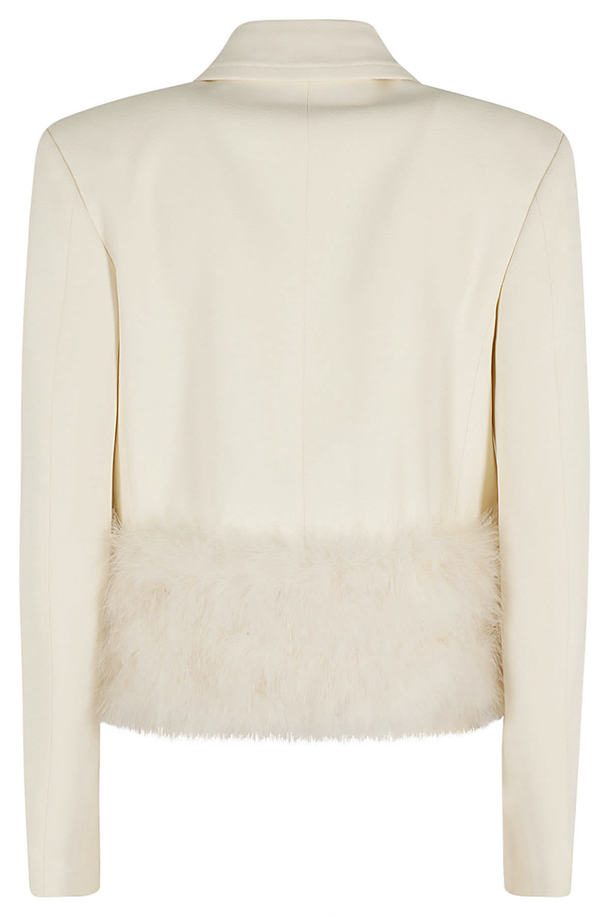 Shop Blumarine Jacket Sable W Feath In Ivory