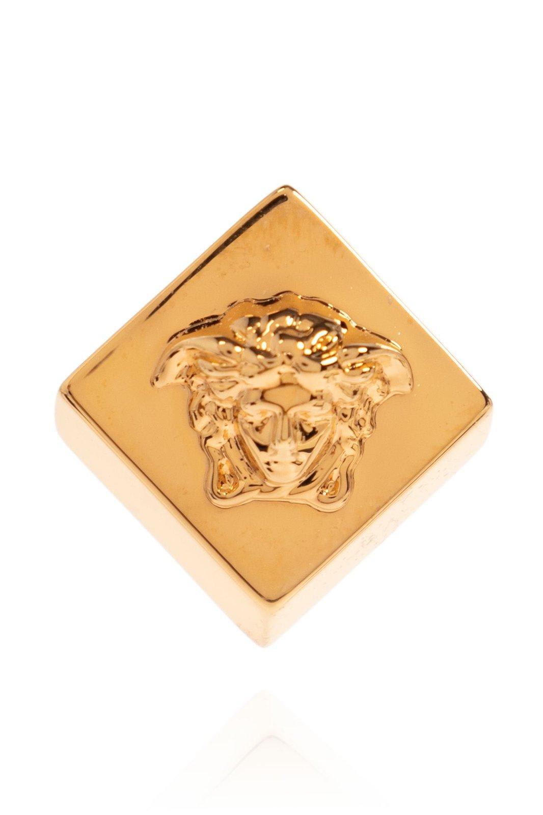 Shop Versace Medusa Head-plaque Butterfly Fastened Stud Earrings In Gold