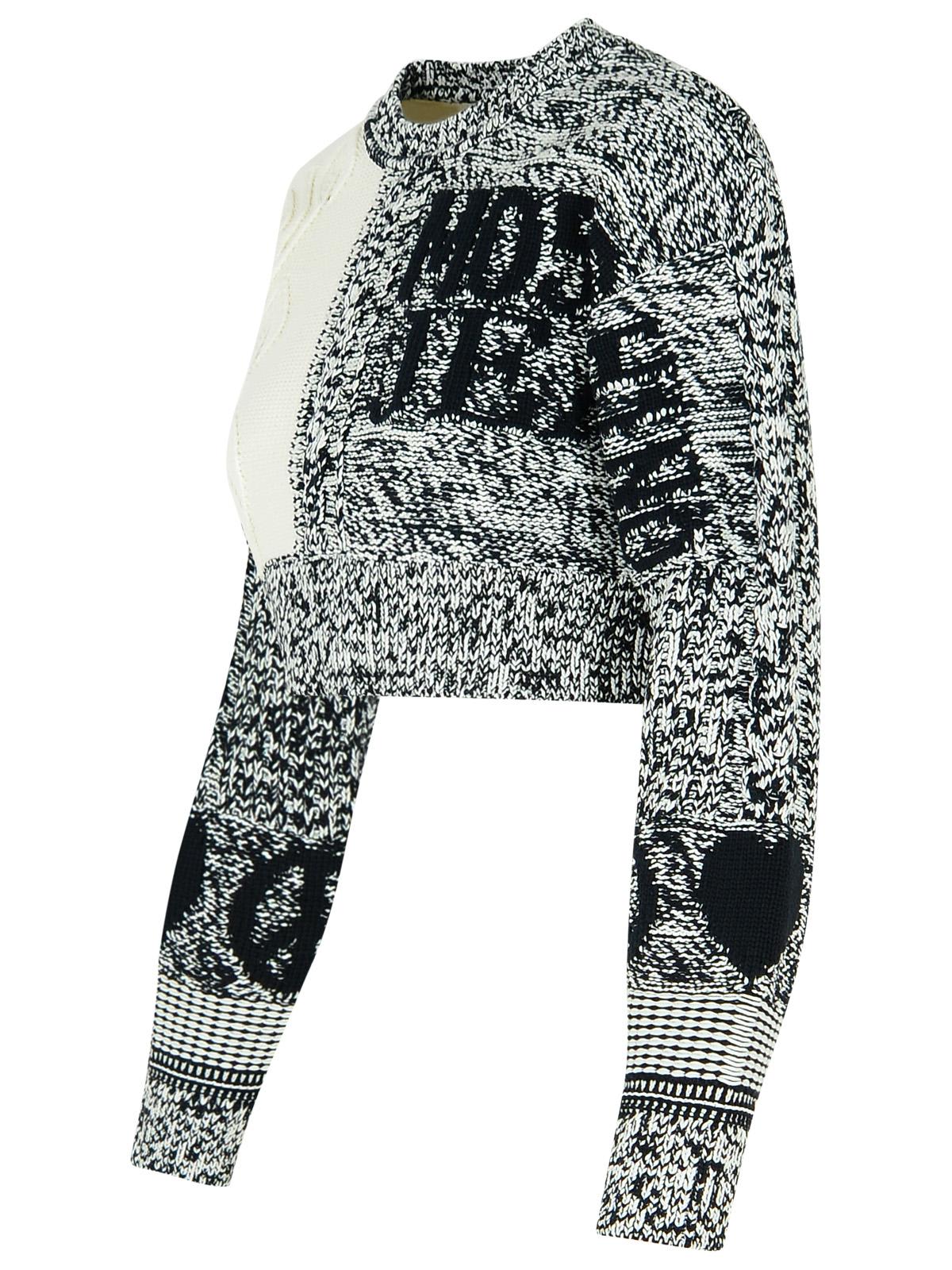 Shop M05ch1n0 Jeans Patch White Cotton Blend Sweater