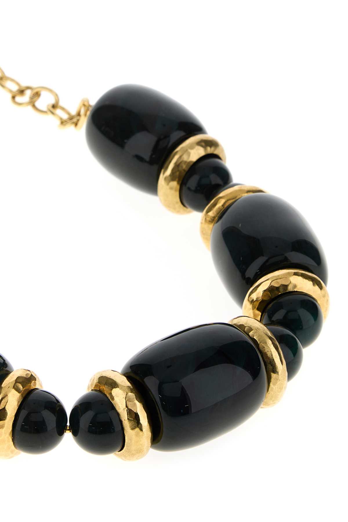 Saint Laurent Metal And Resin Statement Necklace In Black