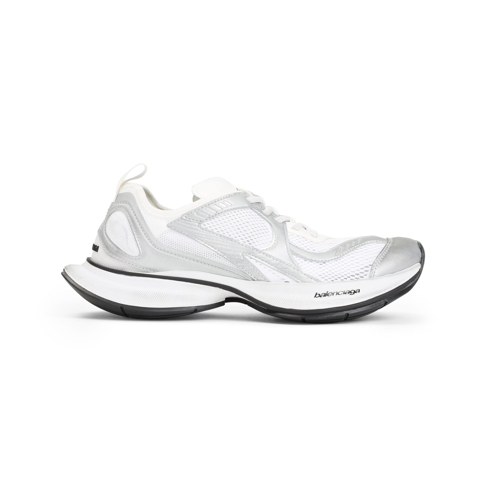 Balenciaga 'circuit' Grey Sneakers With Logo On The Sole And Back In Tech Fabric Blend Man In Silver