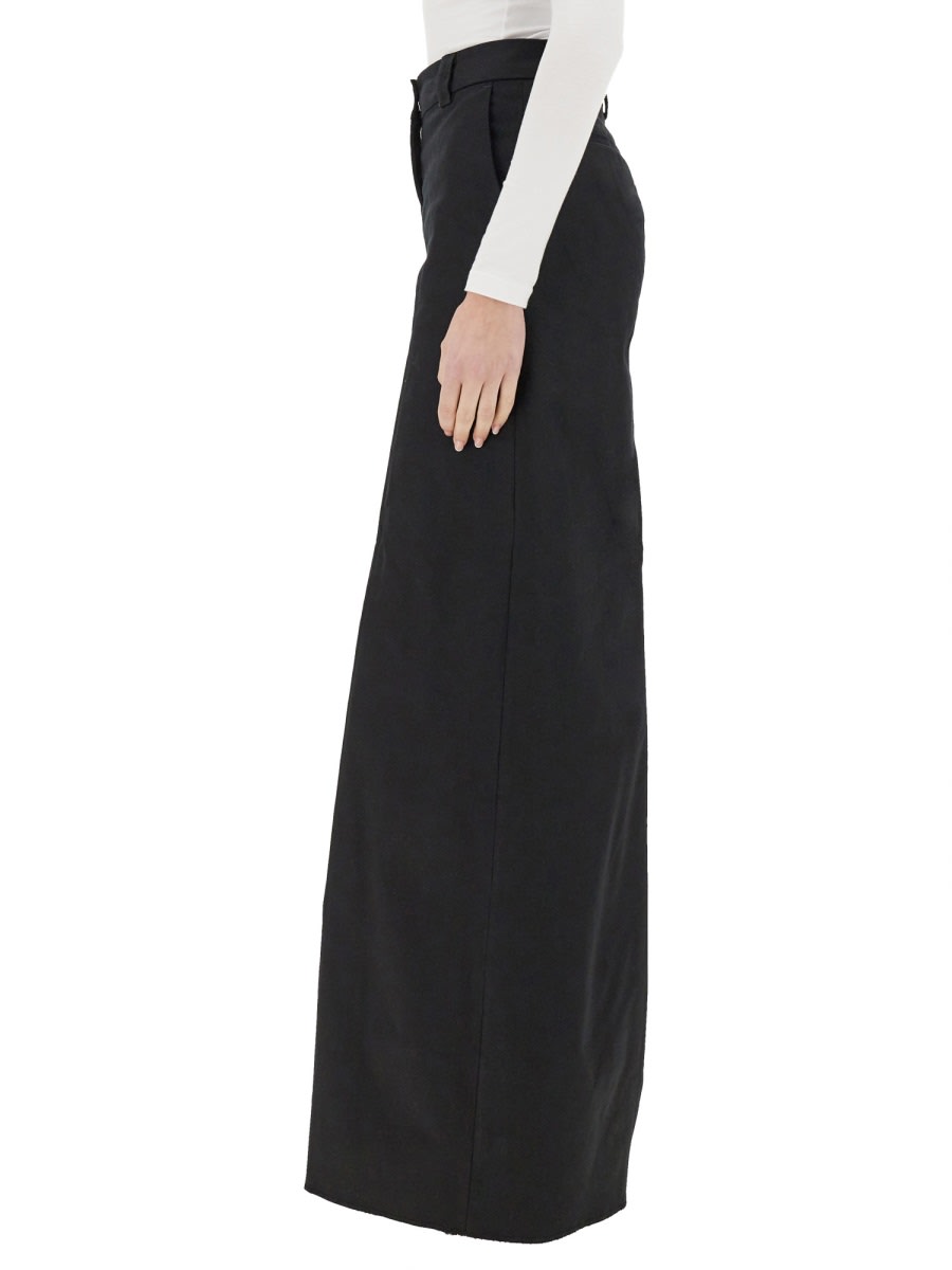 The Latest Thelatest Wide-leg Black Wool Blend Trousers In Black