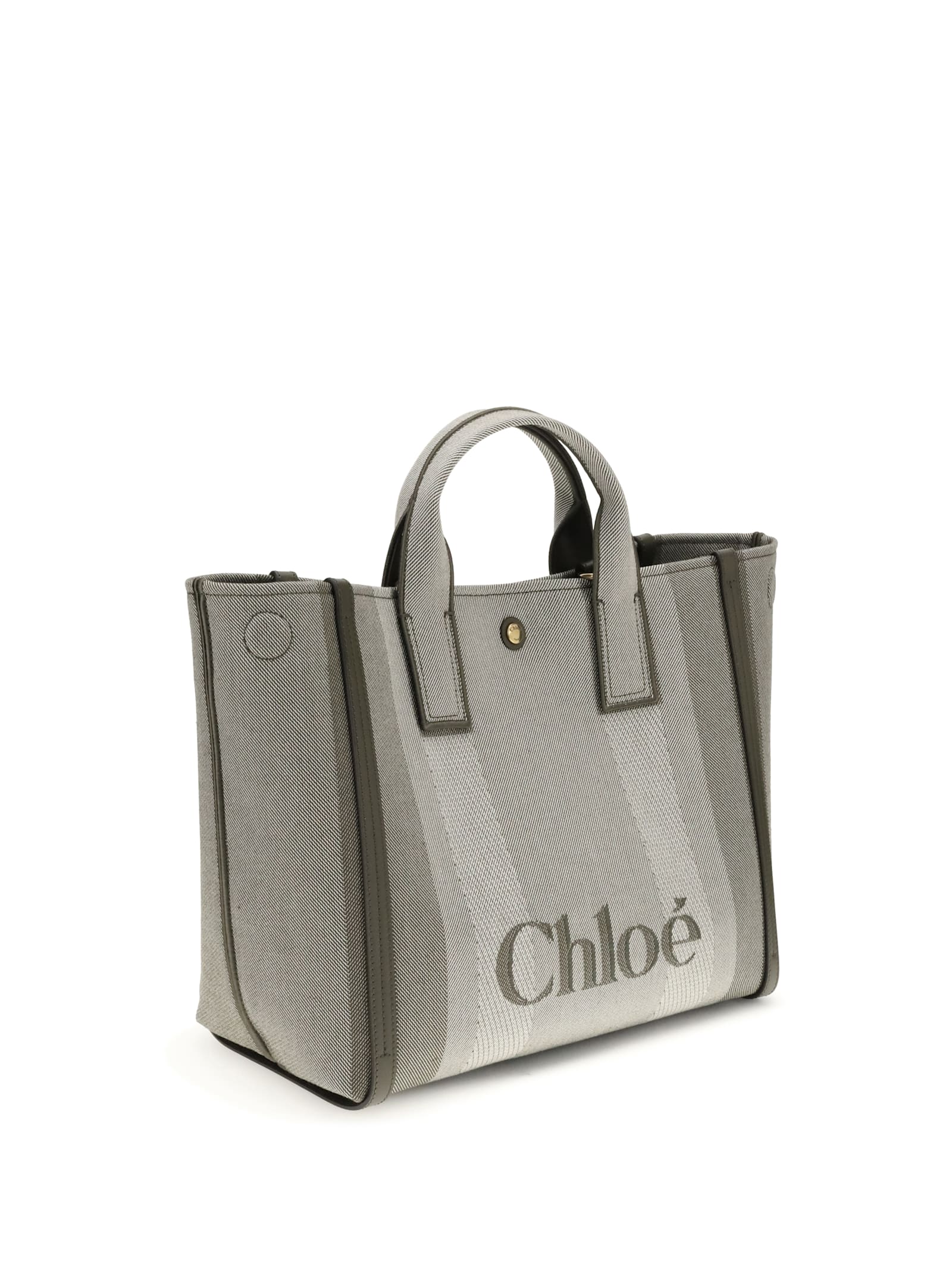 Chloé Carry Logo Detailed Large Tote Bag In Gray