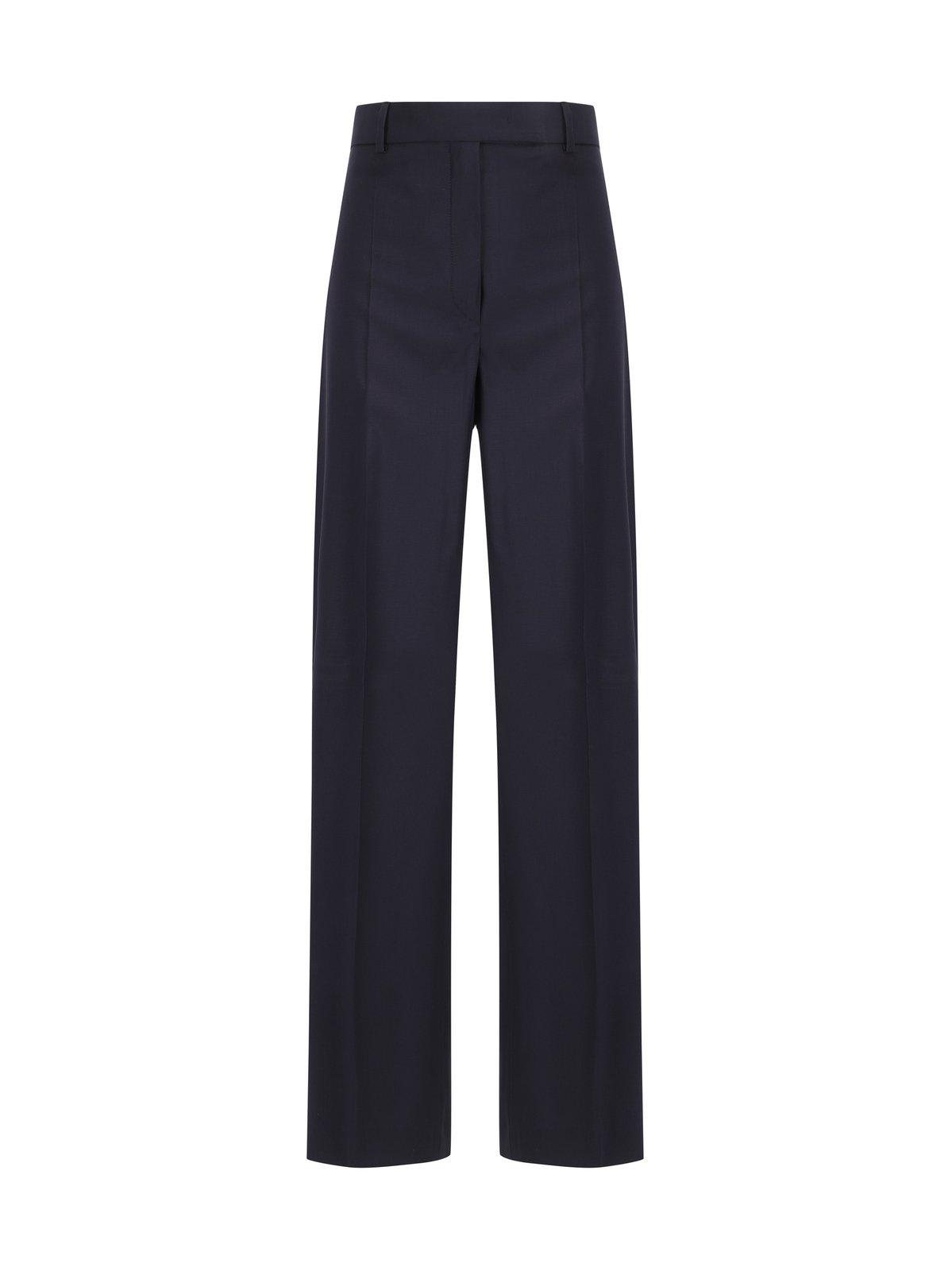 Shop Sportmax High Waist Straight Leg Trousers In Blue