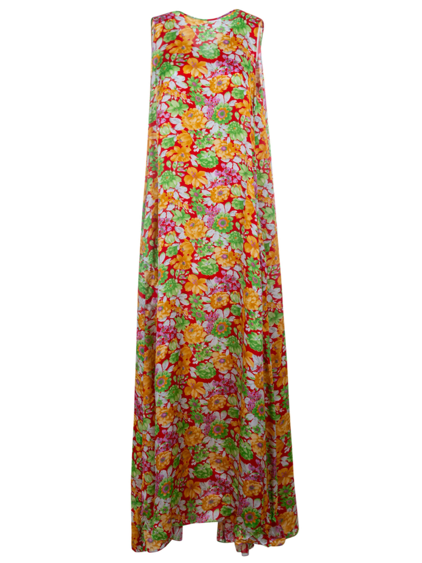 Plan C Floral Print Maxi Dress In White Flower