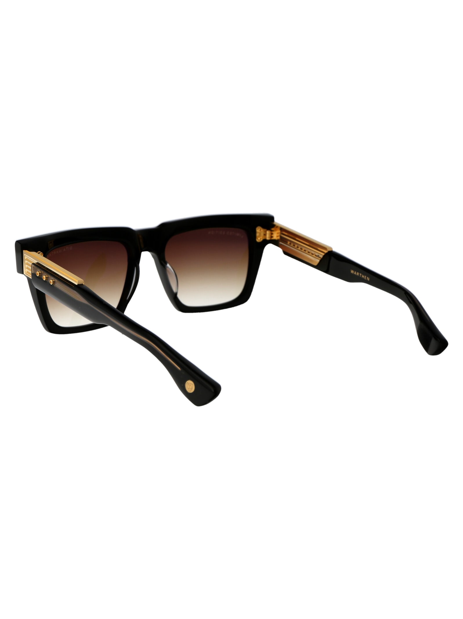 Shop Dita Warthen Sunglasses In 01 Black - Yellow Gold W/ Dark Brown To Clear Gradient