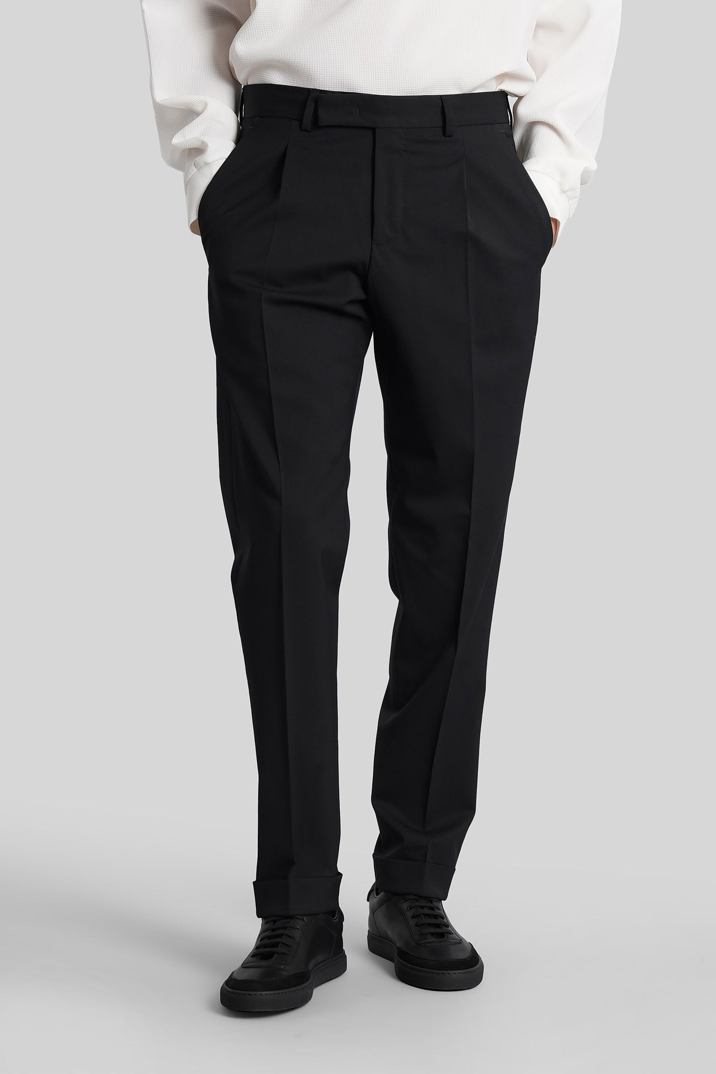 Pt Torino Pants In Black Wool In Black