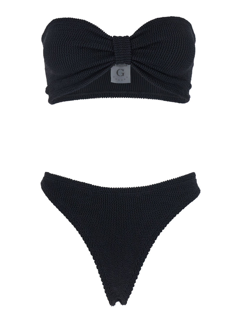 Hunza G Tina Black Sleeveless Bikini With Rear Ruched Details In Tech Fabric Woman In Black