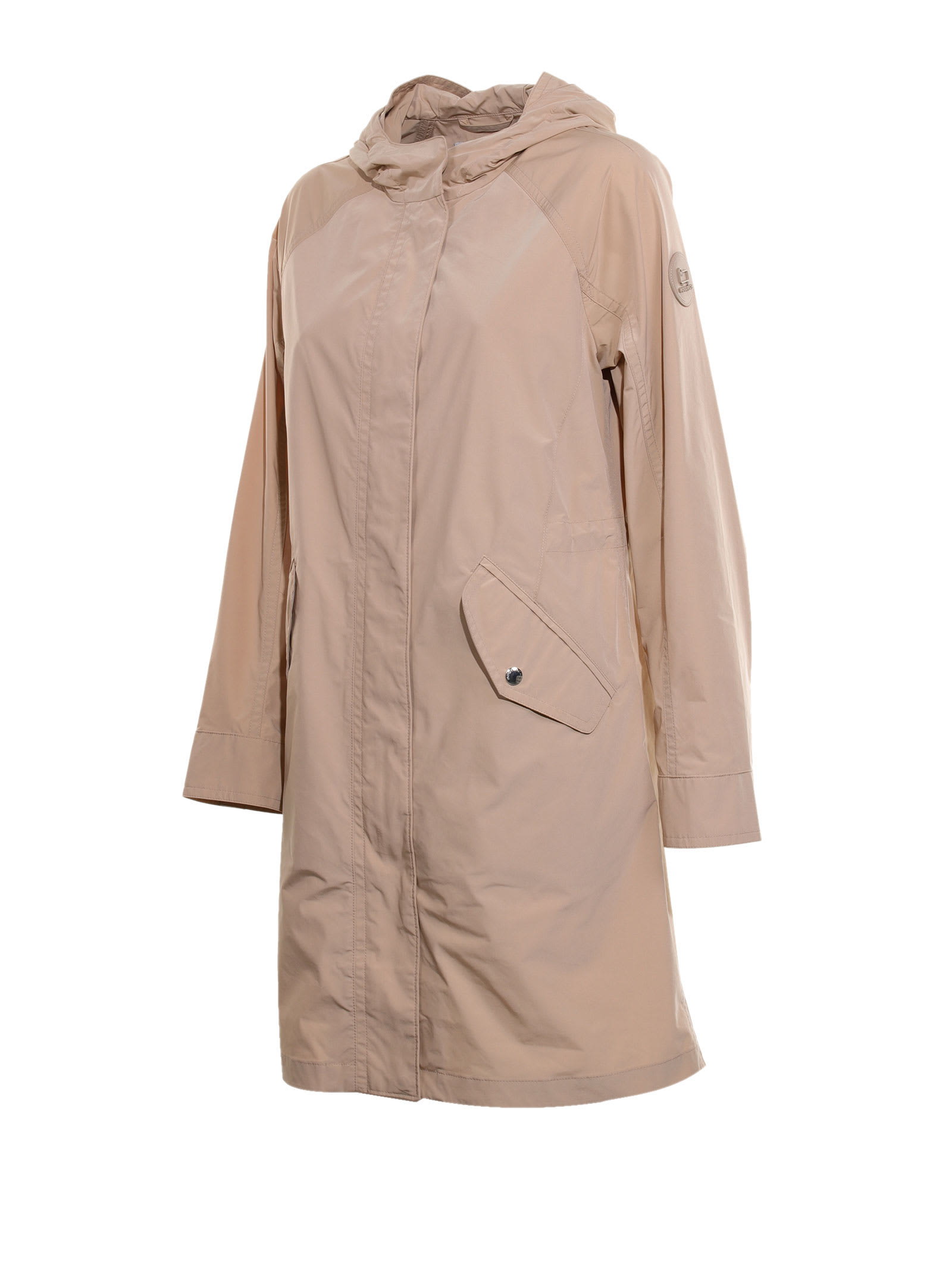 Woolrich Long Summer Parka With Hood In Neutral