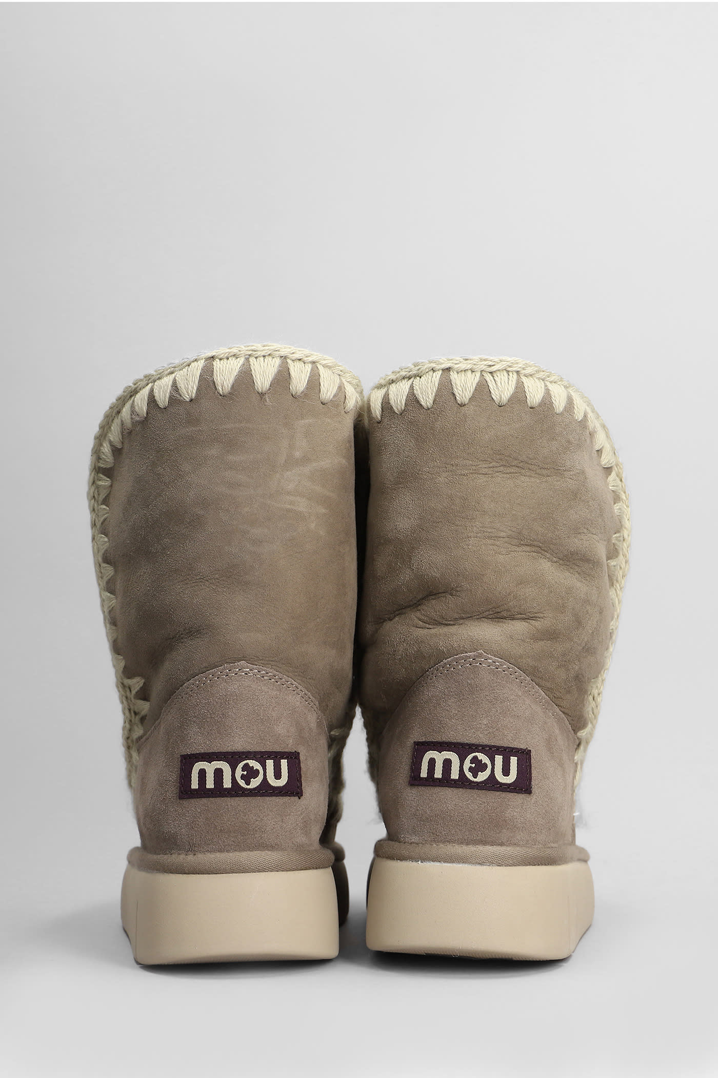 Shop Mou Eskimo Bounce 24 Low Heels Ankle Boots In Grey Suede