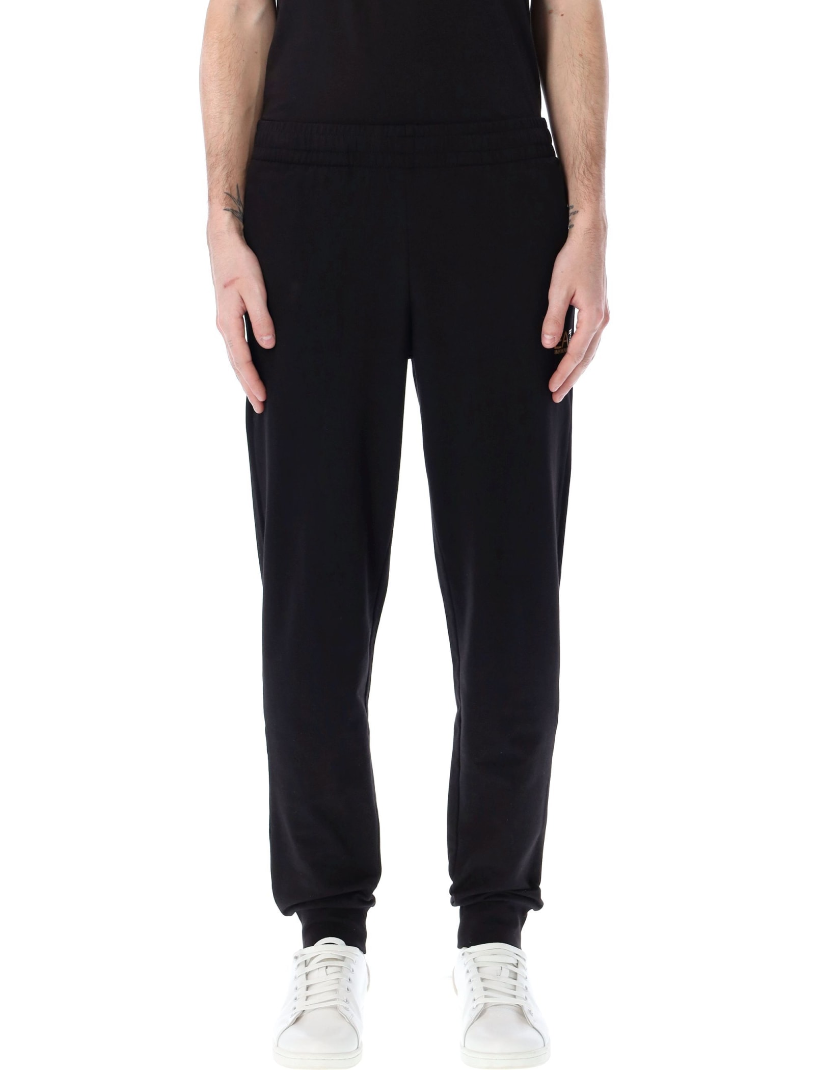 Ea7 Core Identity Cotton Joggers In Black