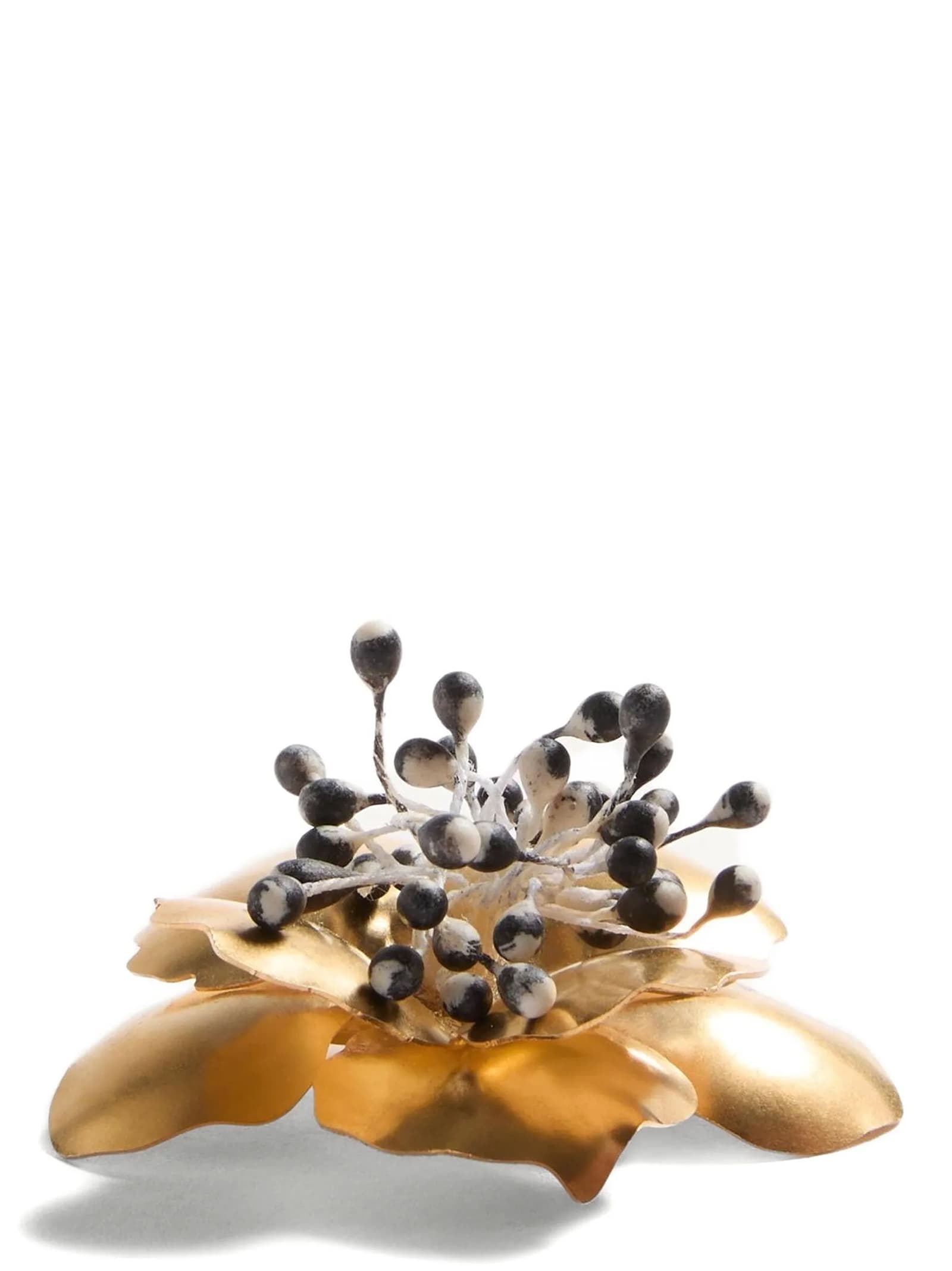 Valentino Small Floral Brooch Metallic Finish In Gold