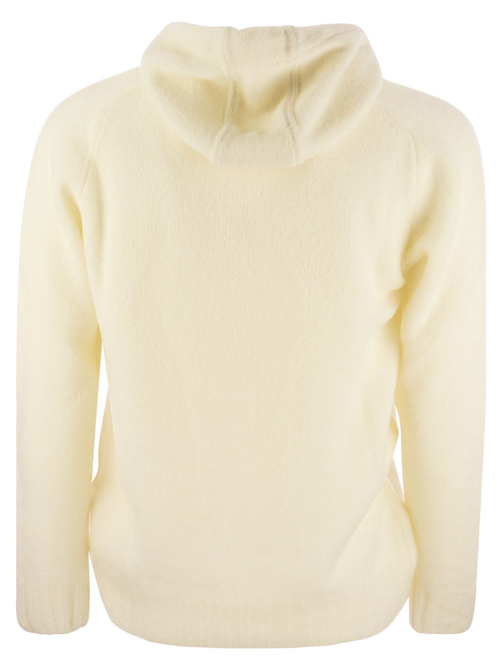 Shop Tagliatore Wool Pullover With Hood In Cream