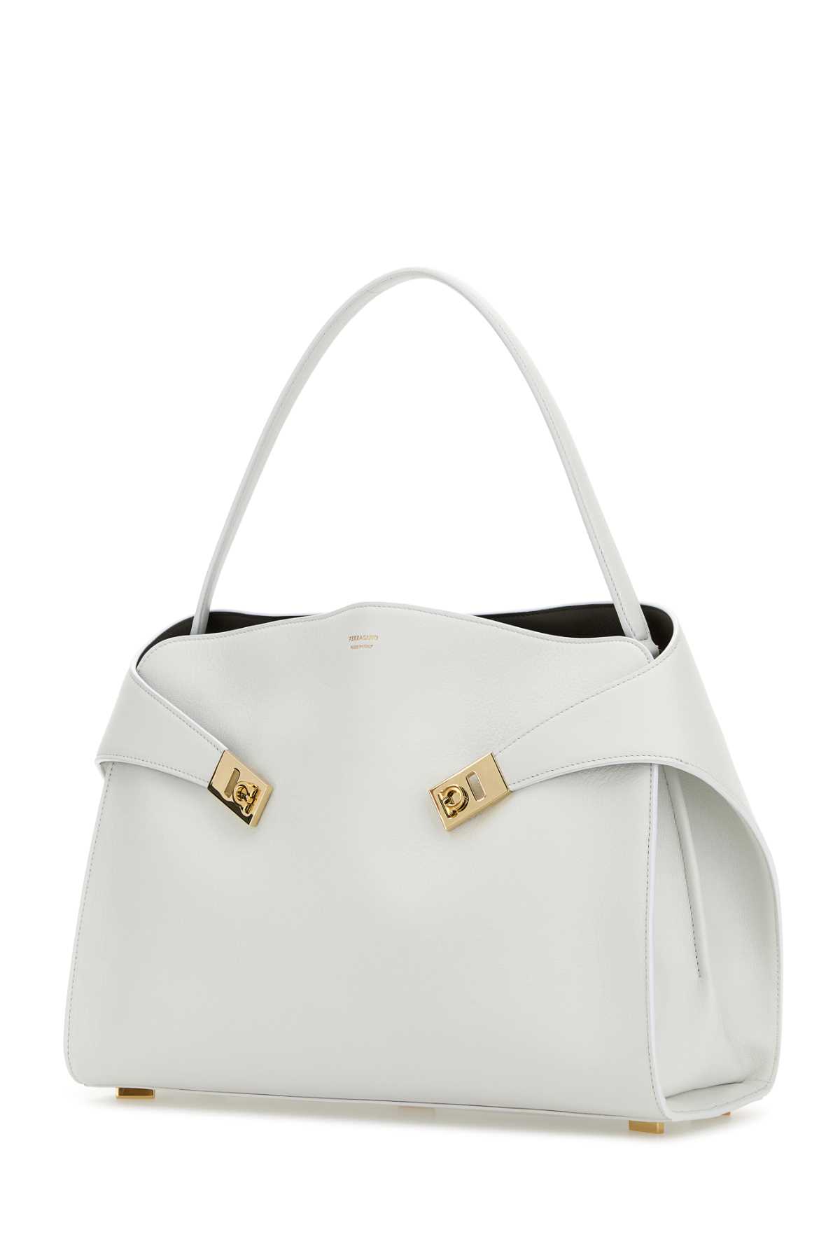 Shop Ferragamo White Leather Large Hug Soft Shoulder Bag