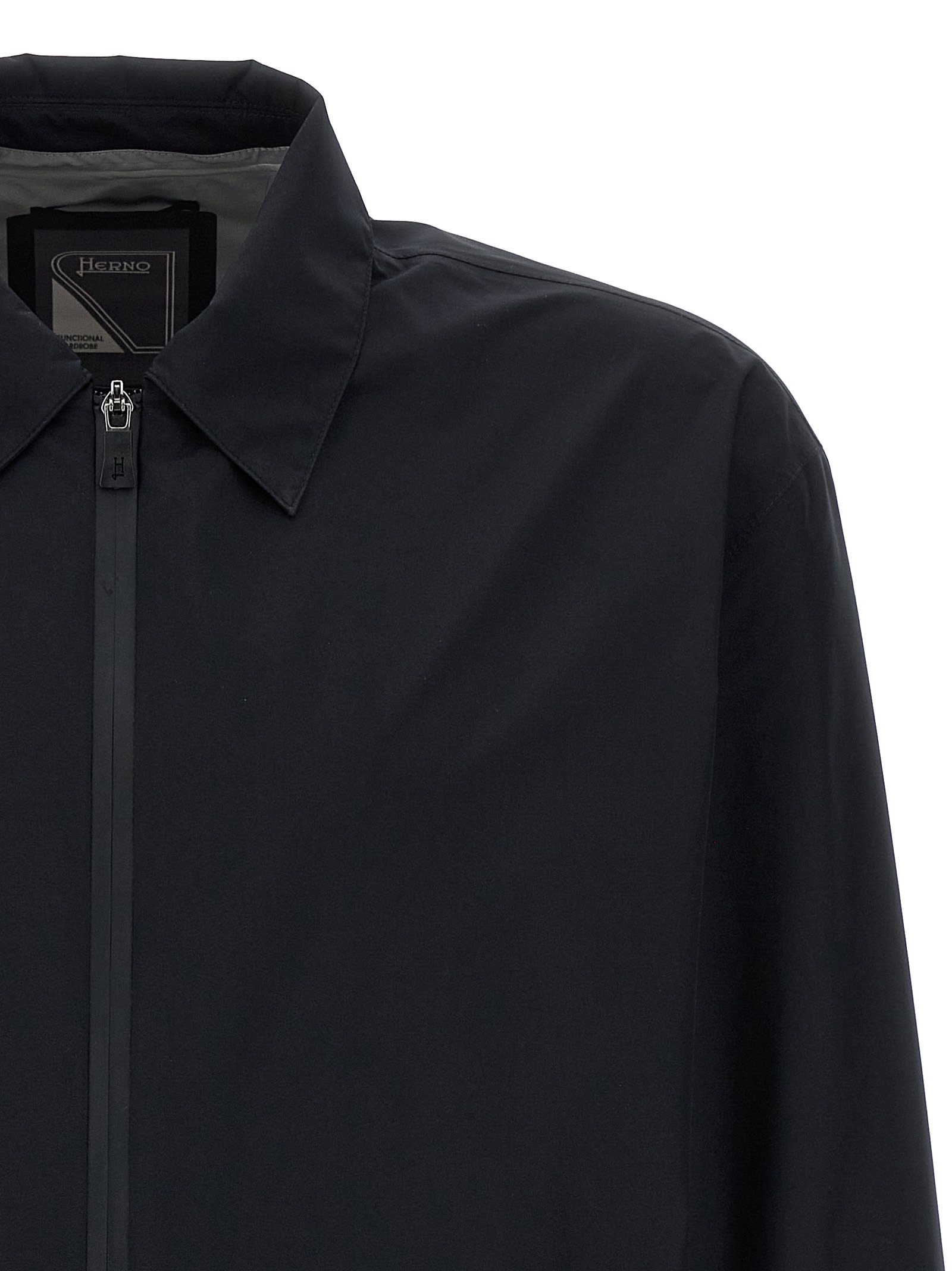Herno Windproof Jacket Collared Side Pockets In Black