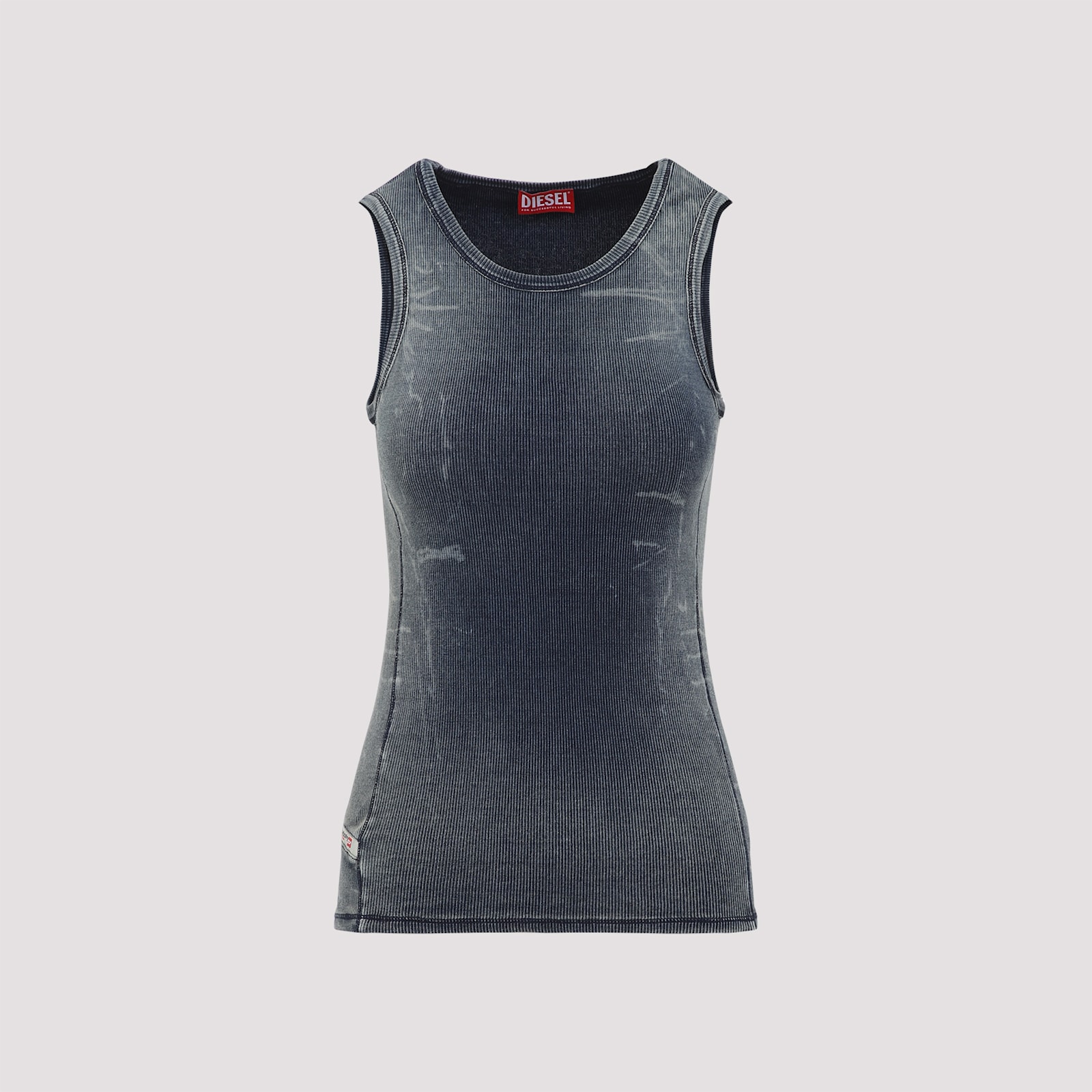 Diesel Sleeveless Ribbed Round Neck T-shirt In Blue