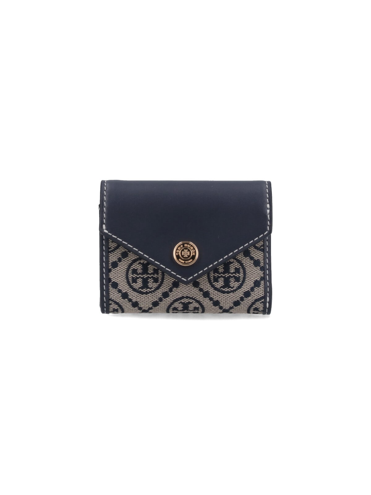 Tory Burch T Monogram Small Trifold Wallet In Blue
