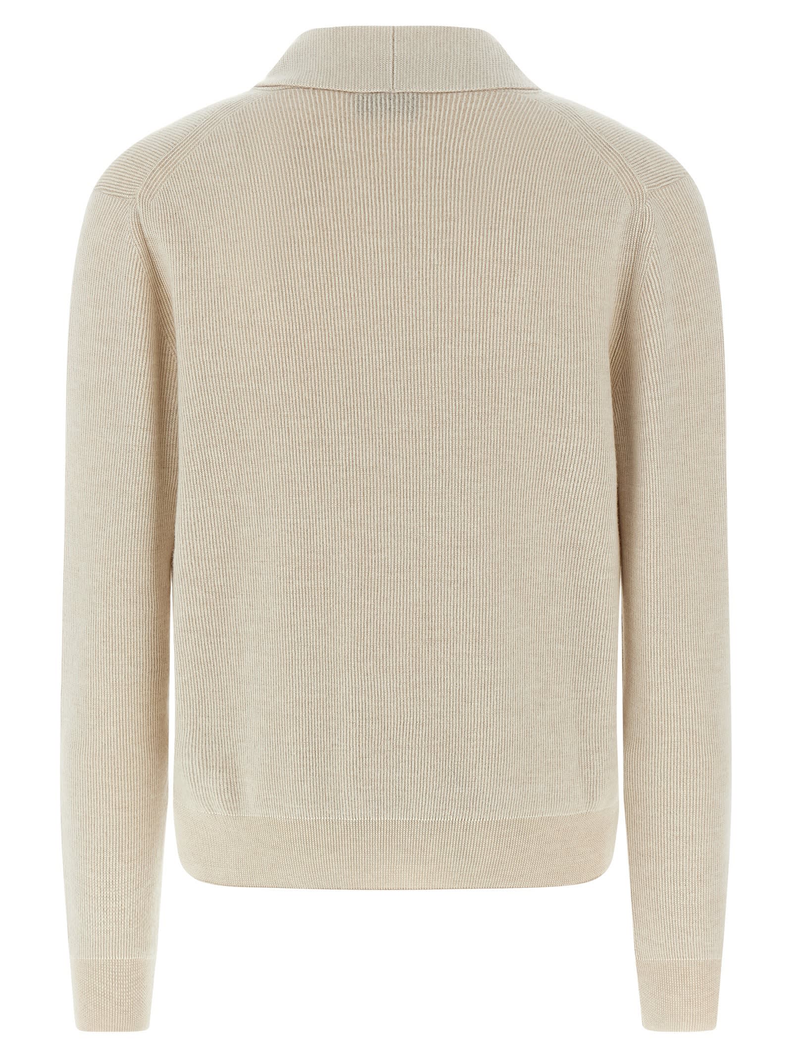 Brioni Ribbed Texture Shawl Collar Front Pockets In Neutral