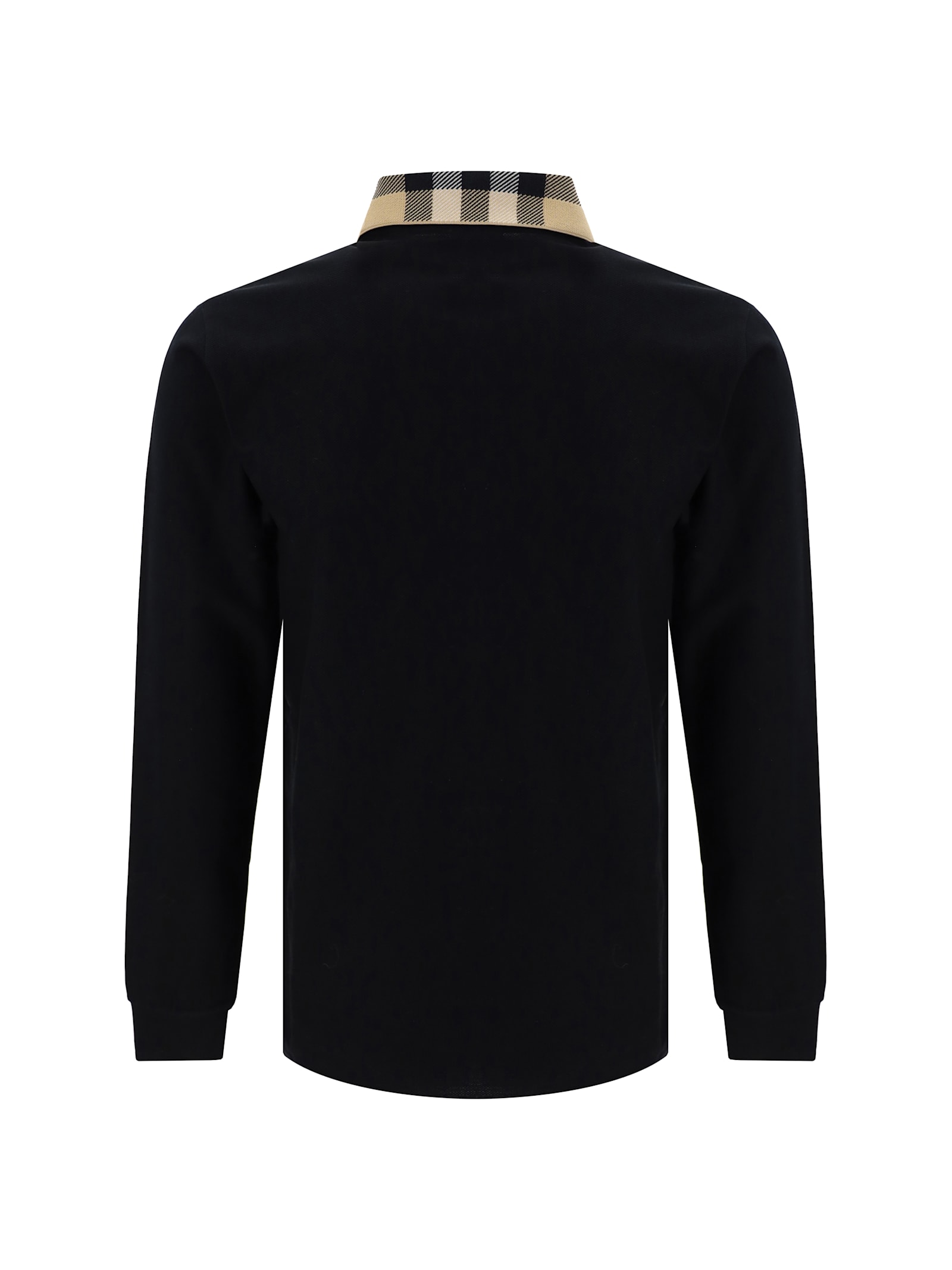 Shop Burberry Long Sleeve Polo Shirt In Black