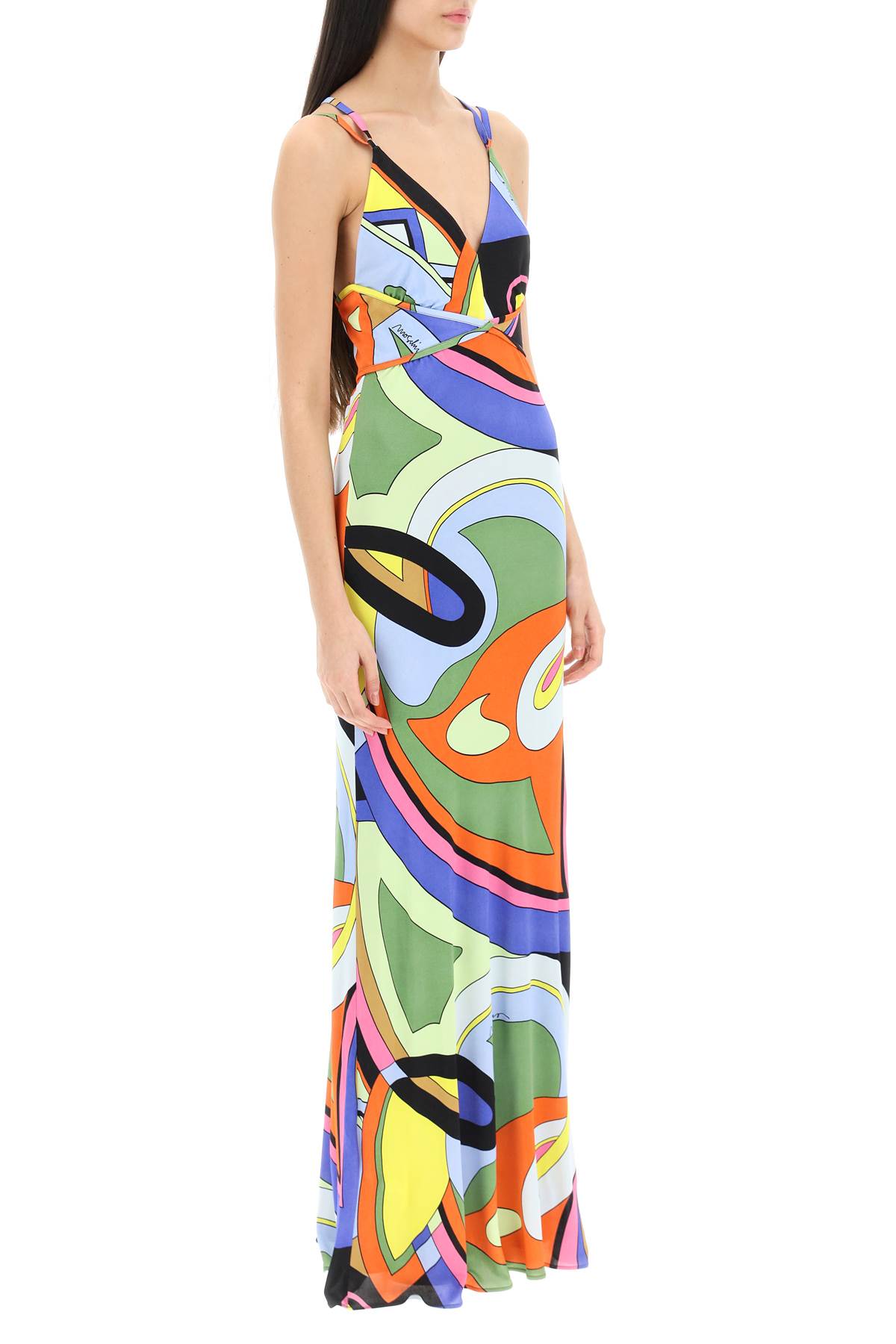 Shop Moschino Multicolor Printed Jersey Maxi Dress In Fantasia Variante Unica