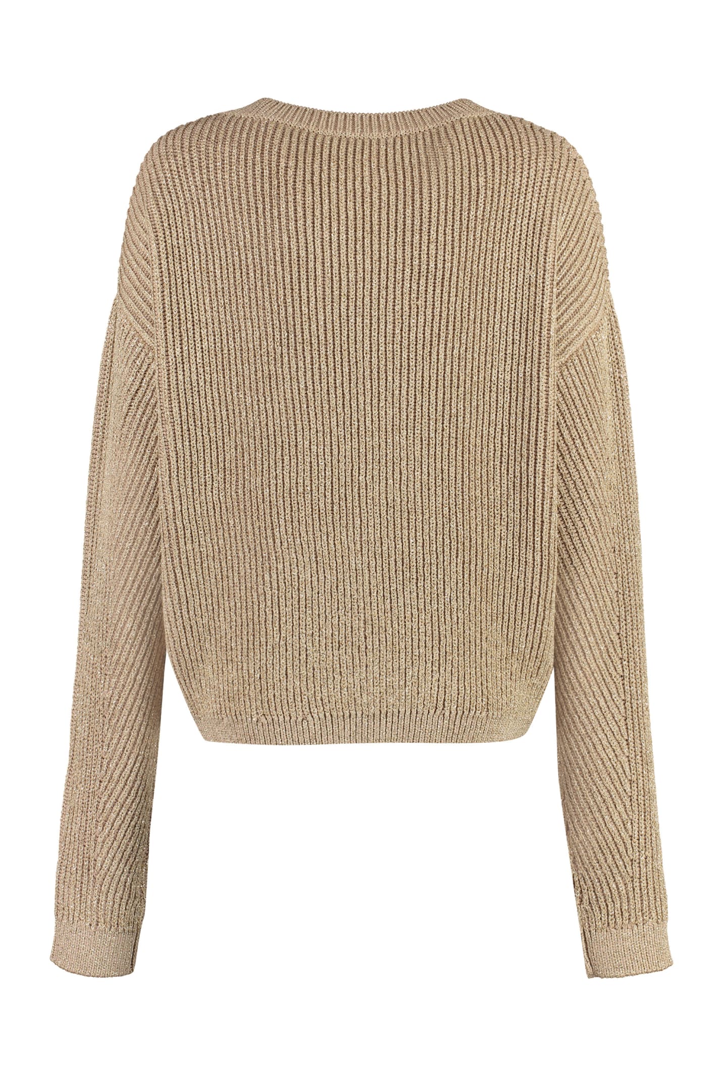 Shop Max Mara Editto Viscose-blend Crew-neck Sweater In Gold