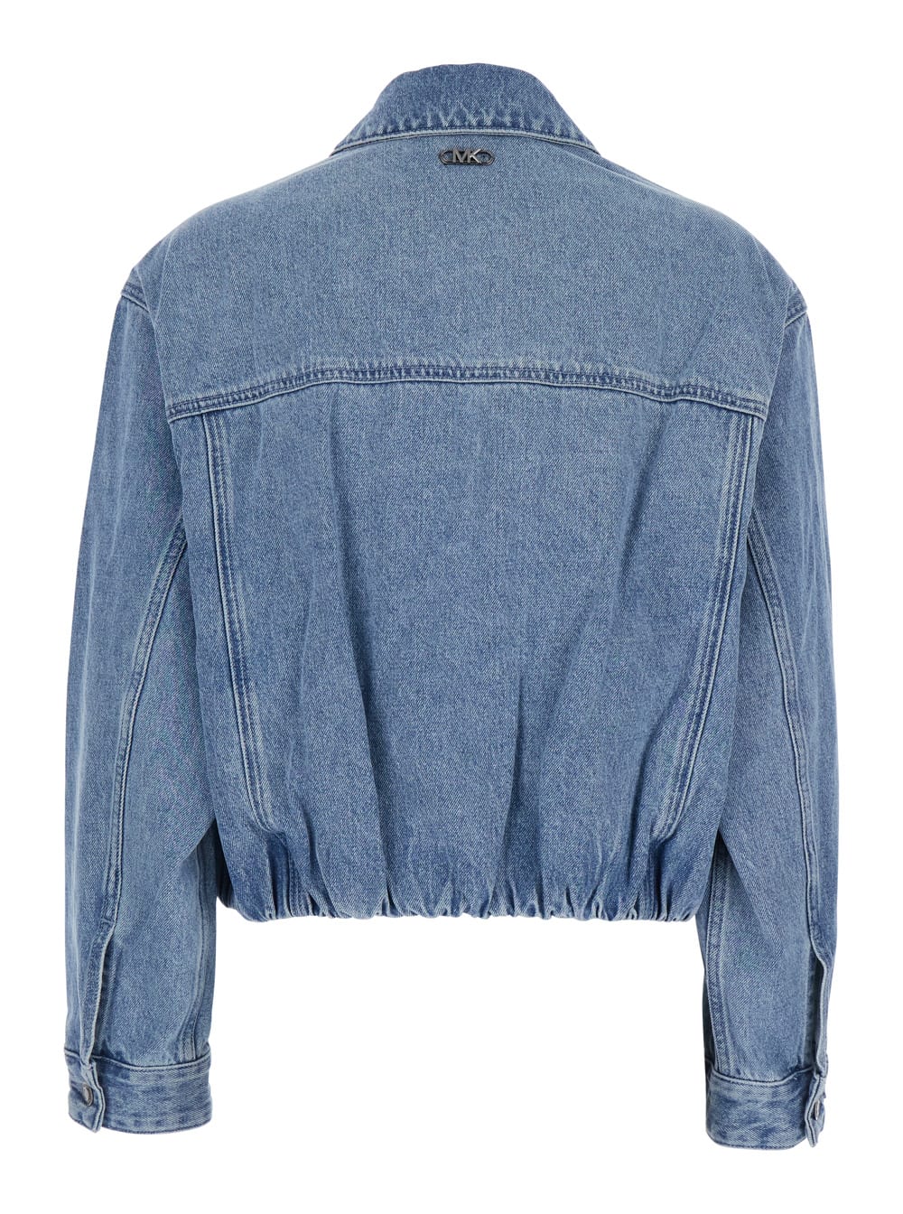 Michael Michael Kors Blue Jacket With Classic Collar And Logo Plaque On The Back In Cotton Woman In Blue