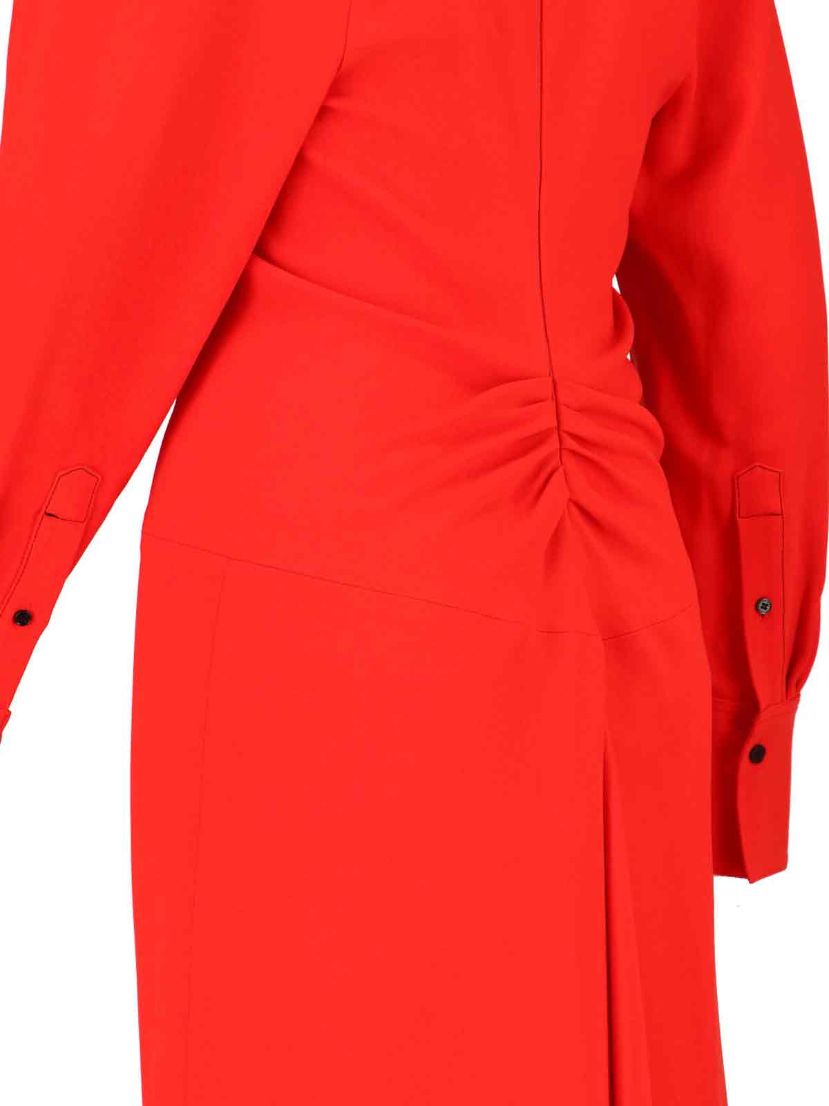 Victoria Beckham Knee Length Dress Long Sleeves In Red