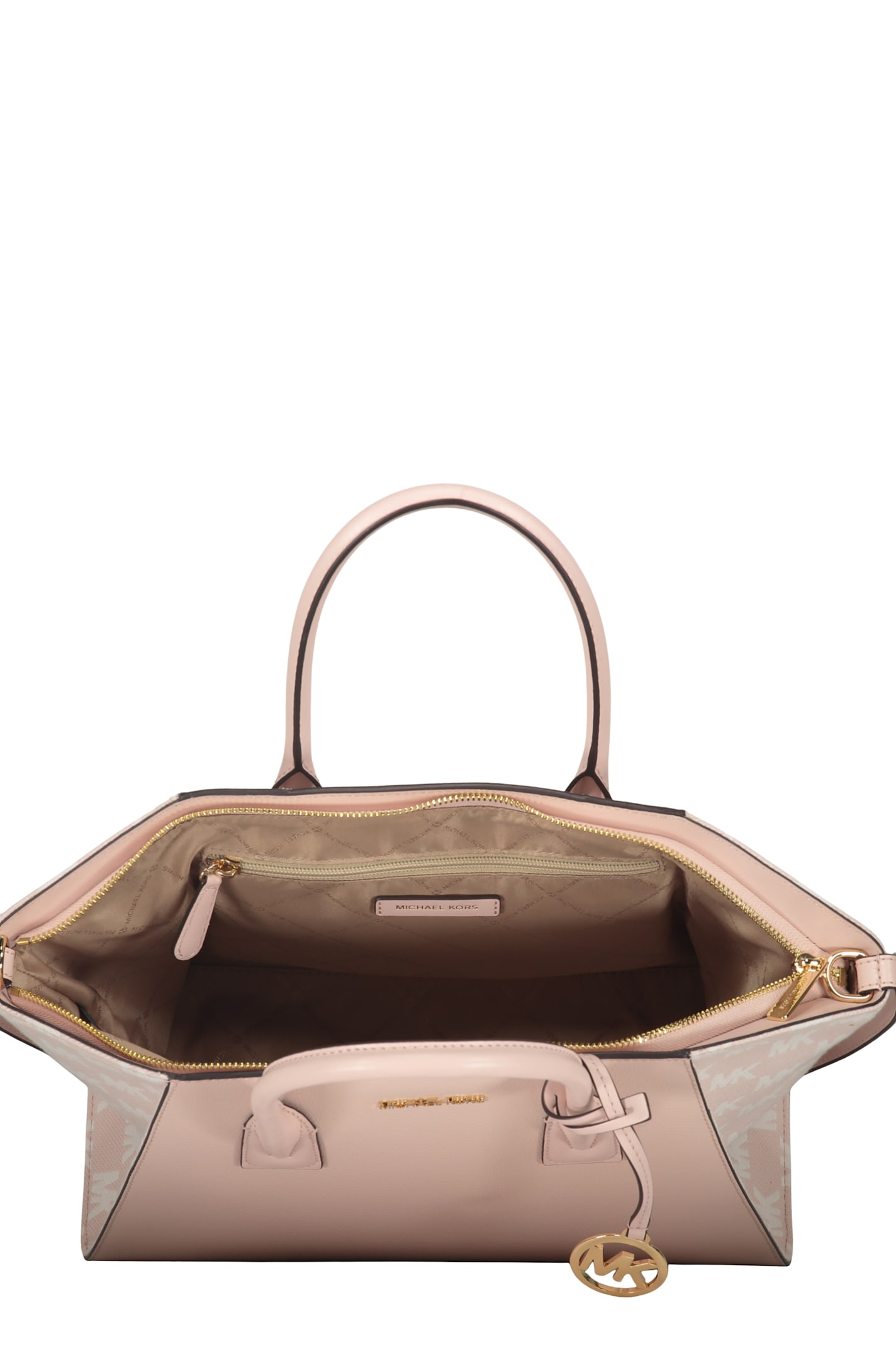 Michael Kors Avril Logo-plaque Leather Tote Bag In Pink