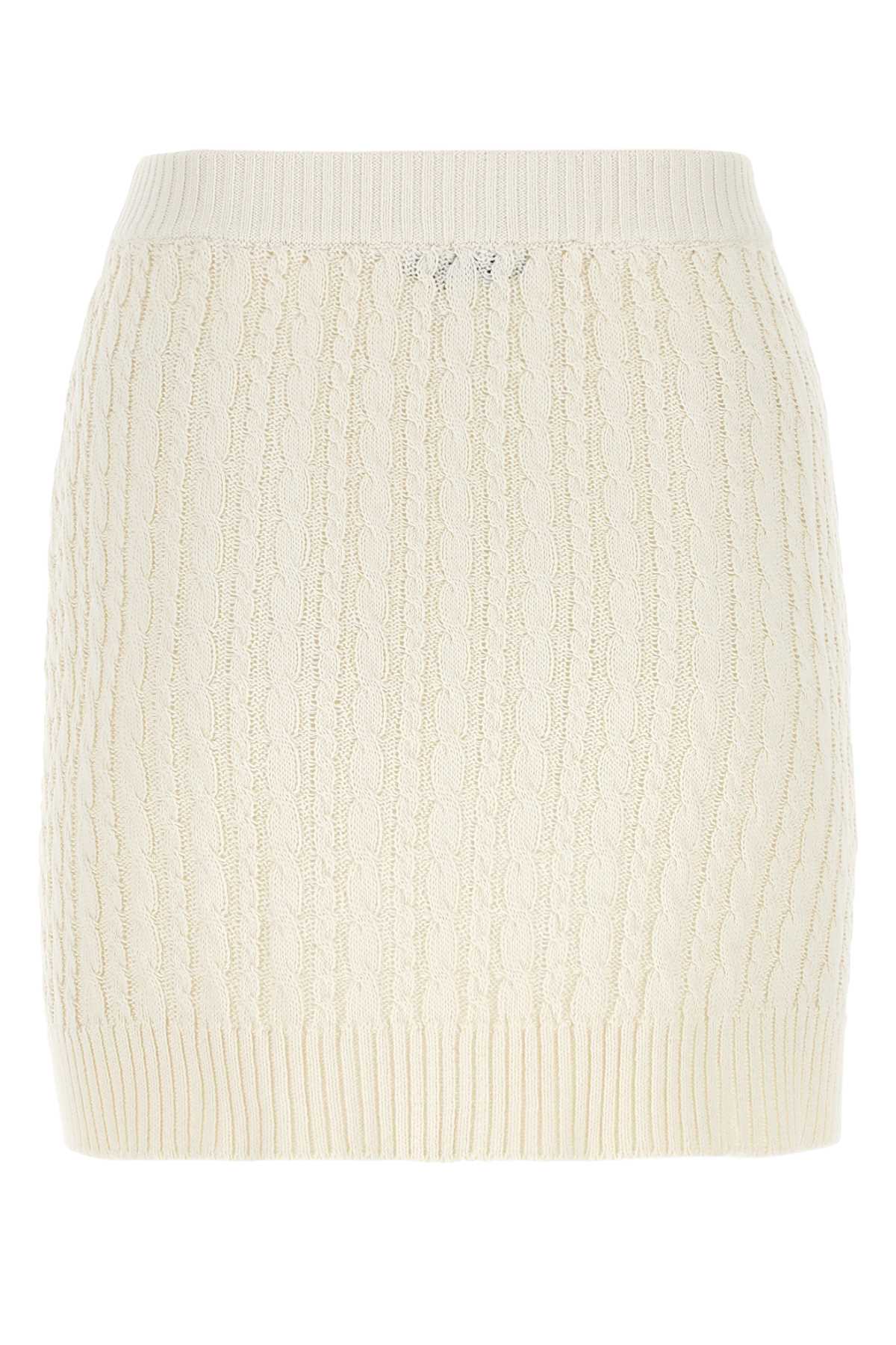 Prada Ivory Cotton Blend Mini Skirt In Beige