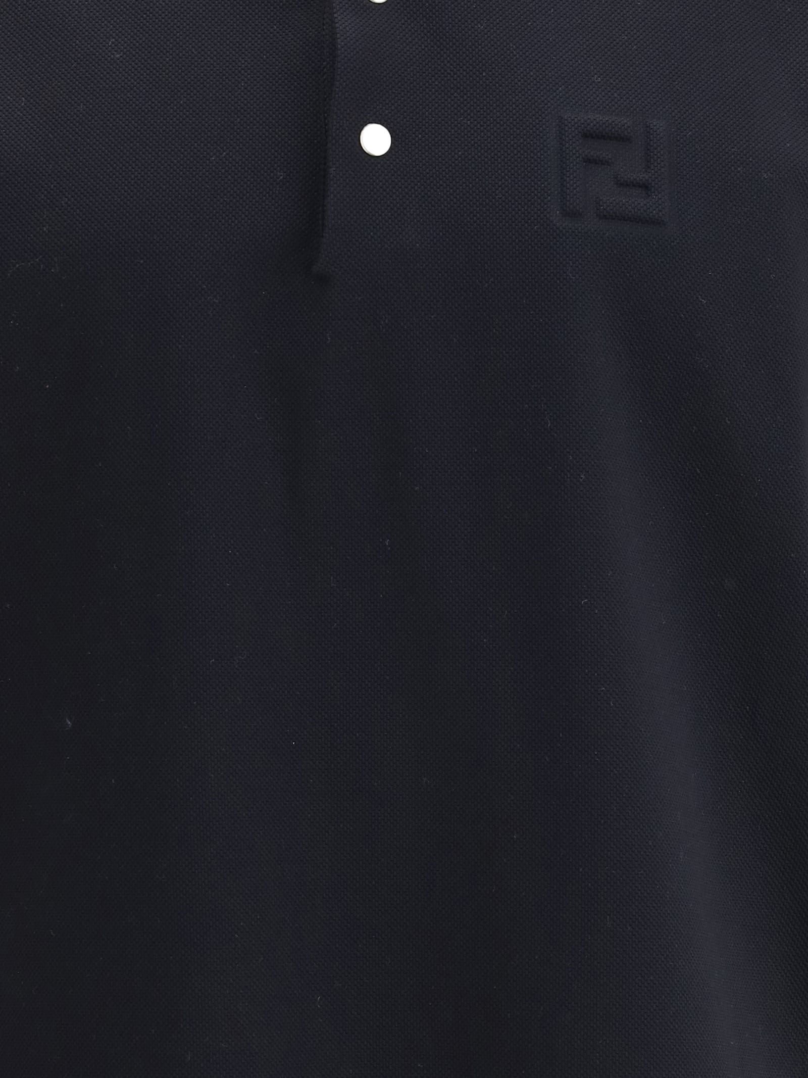 Fendi Men Cotton Polo Sweater In Blue
